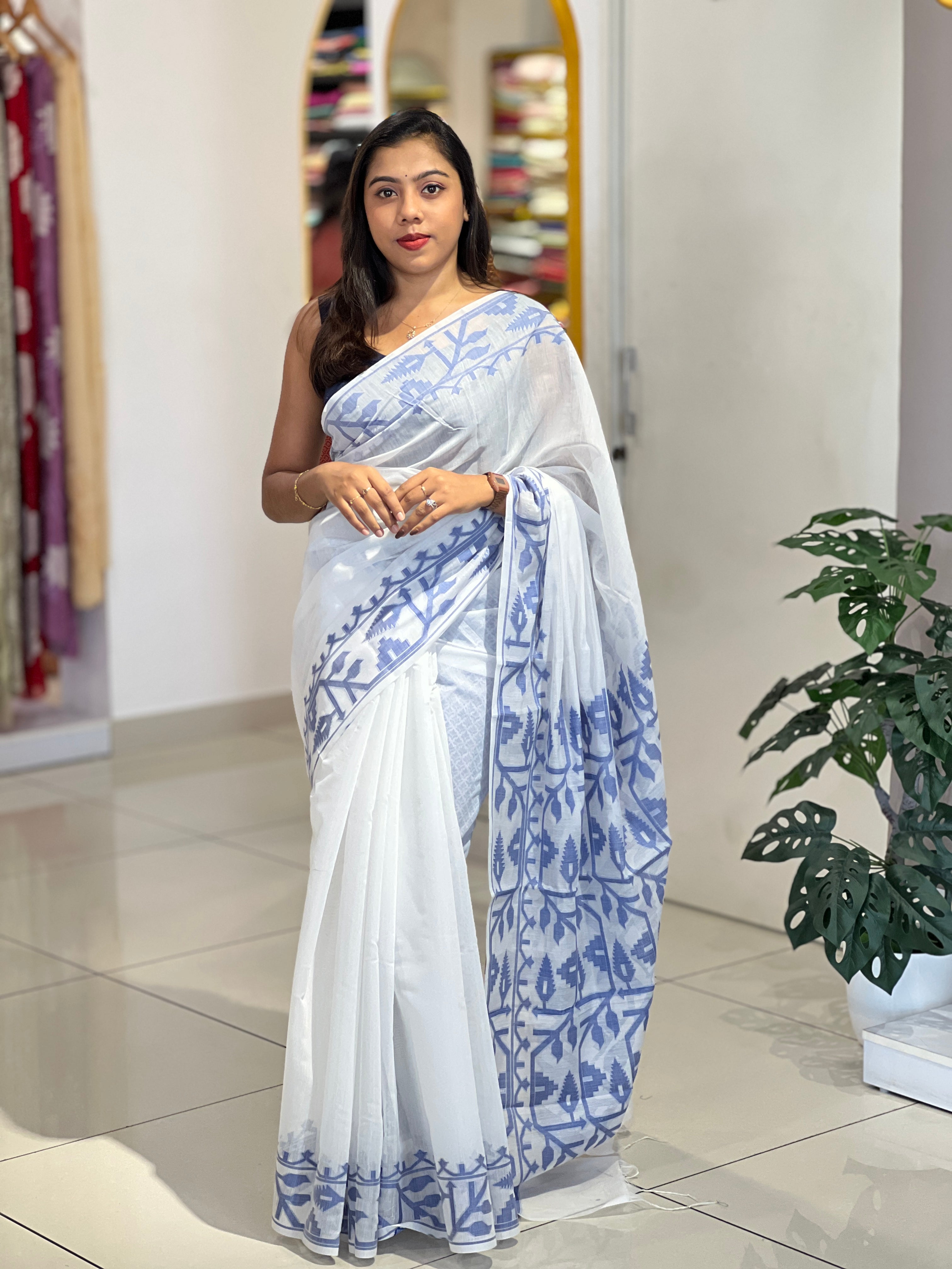 Jamdani Woven Chanderi Finish  Saree | PKS216