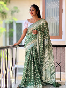 Printed Design Bhagalpuri Linen Saree | RP452