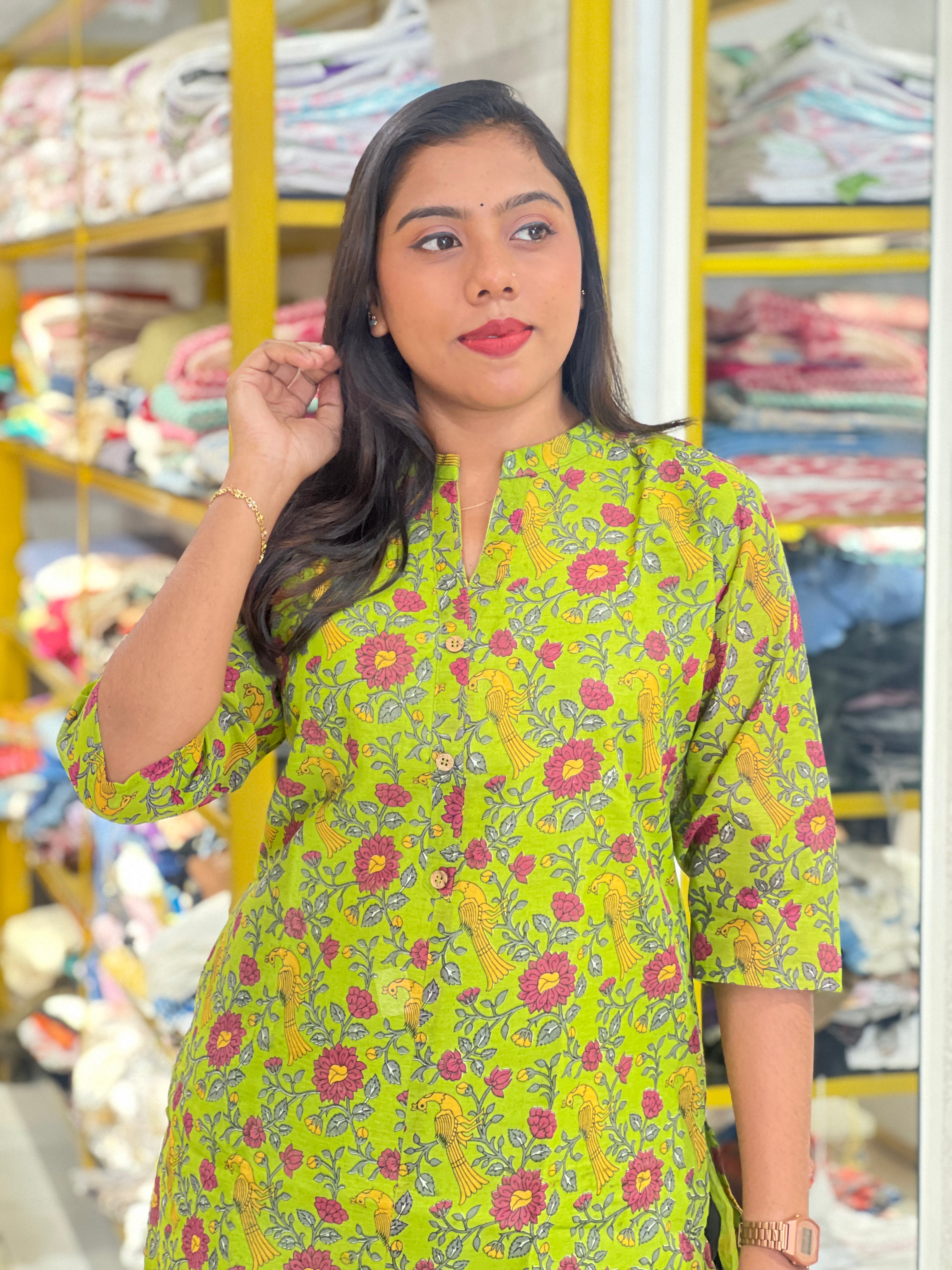 Floral Printed Pattern Cotton Kurta | RMLA376