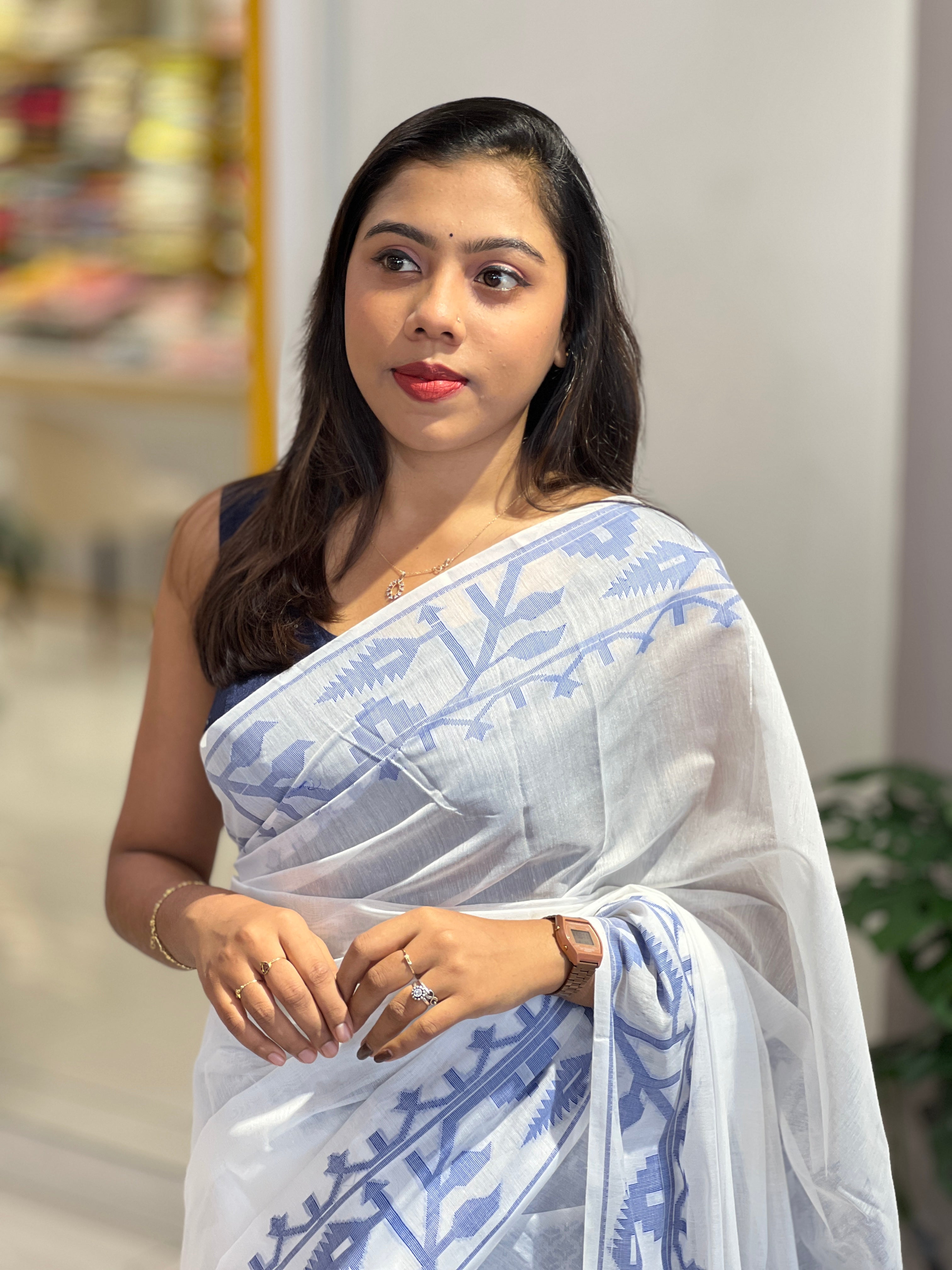 Jamdani Woven Chanderi Finish  Saree | PKS216