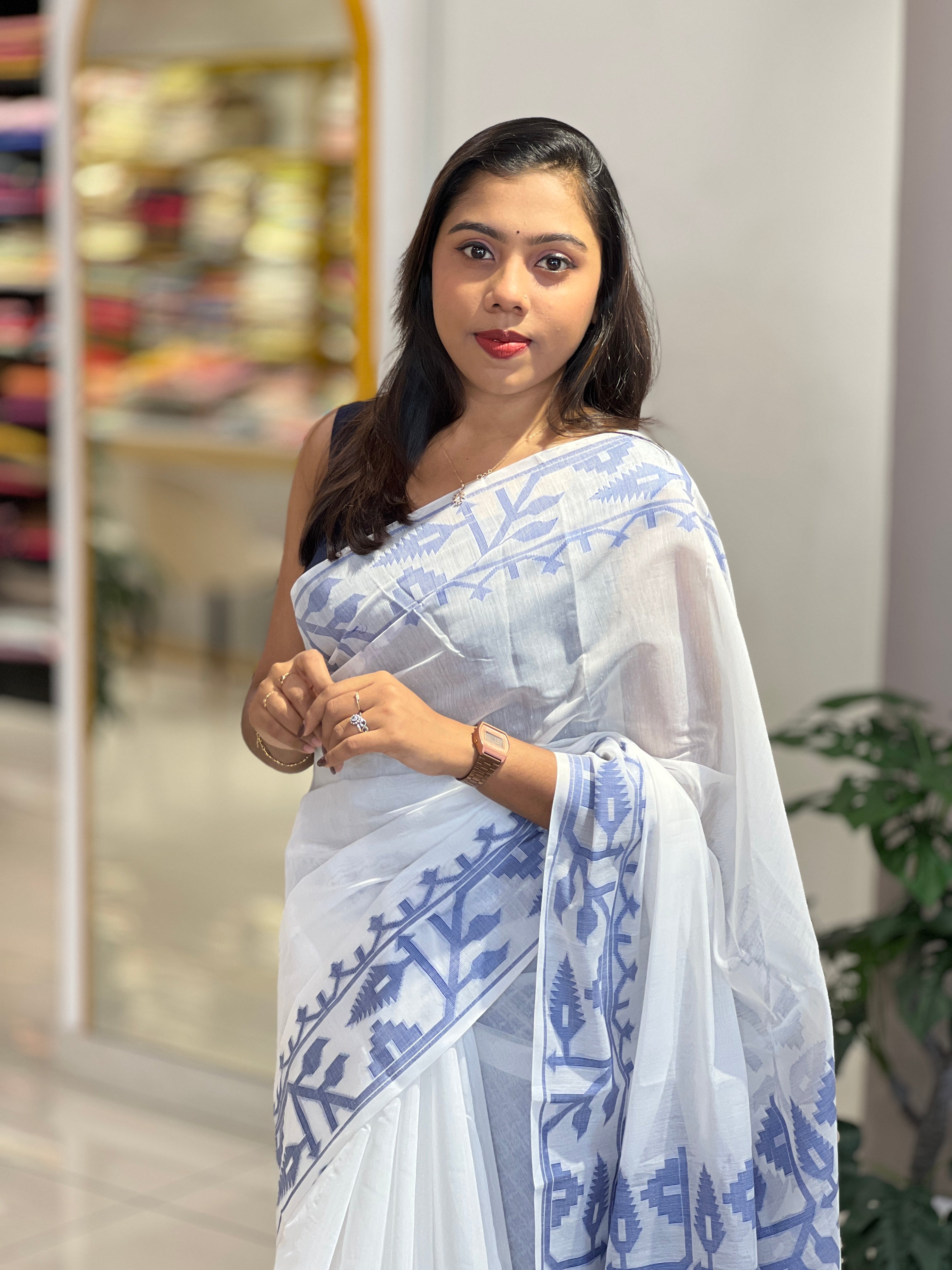 Jamdani Woven Chanderi Finish  Saree | PKS216