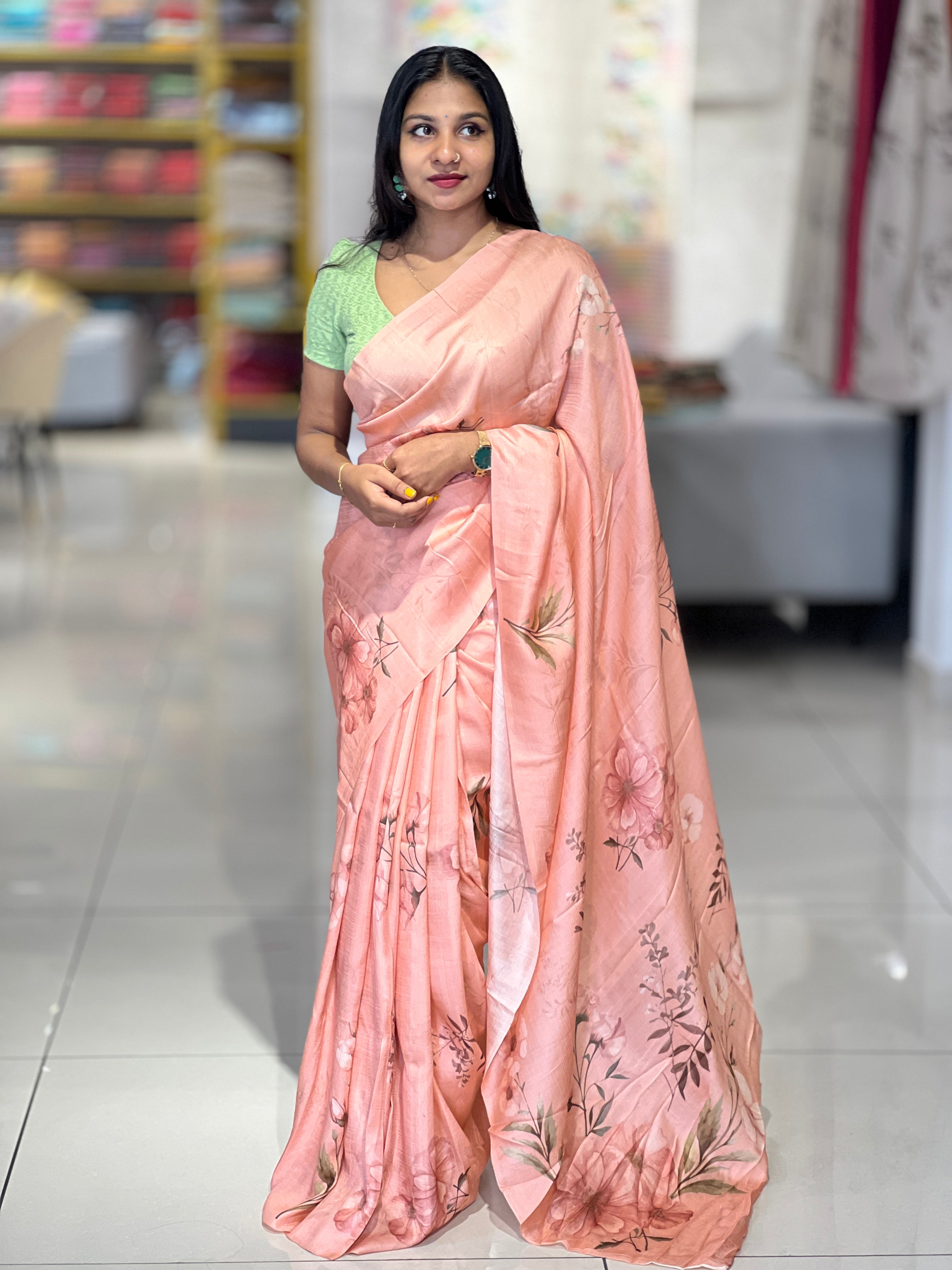 Floral Pattern Pure Silk Saree |  SBS1237