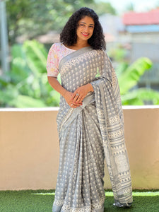 Printed Design Bhagalpuri Linen Saree | RP452