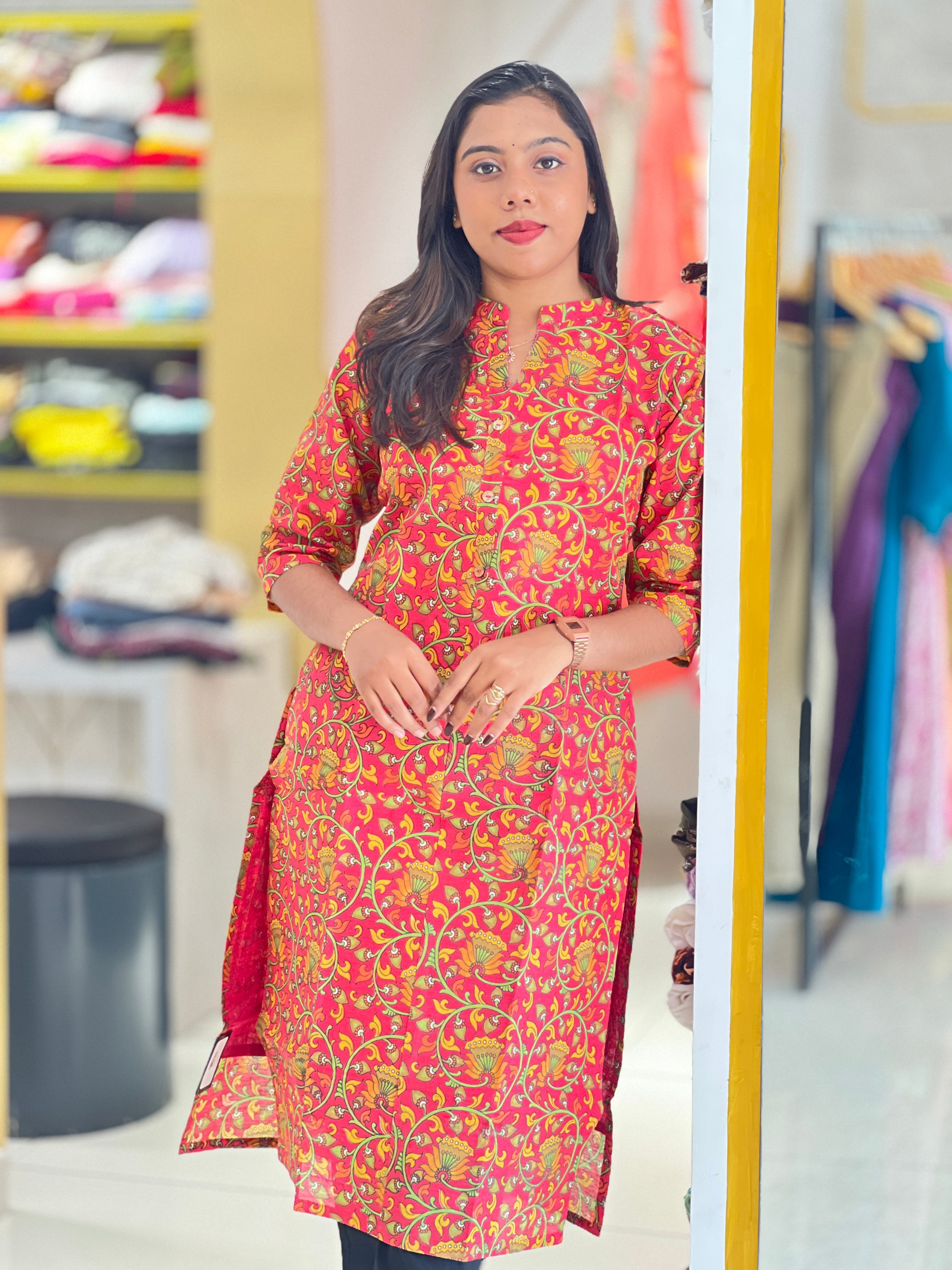 Floral Printed Pattern Cotton Kurta | RMLA371