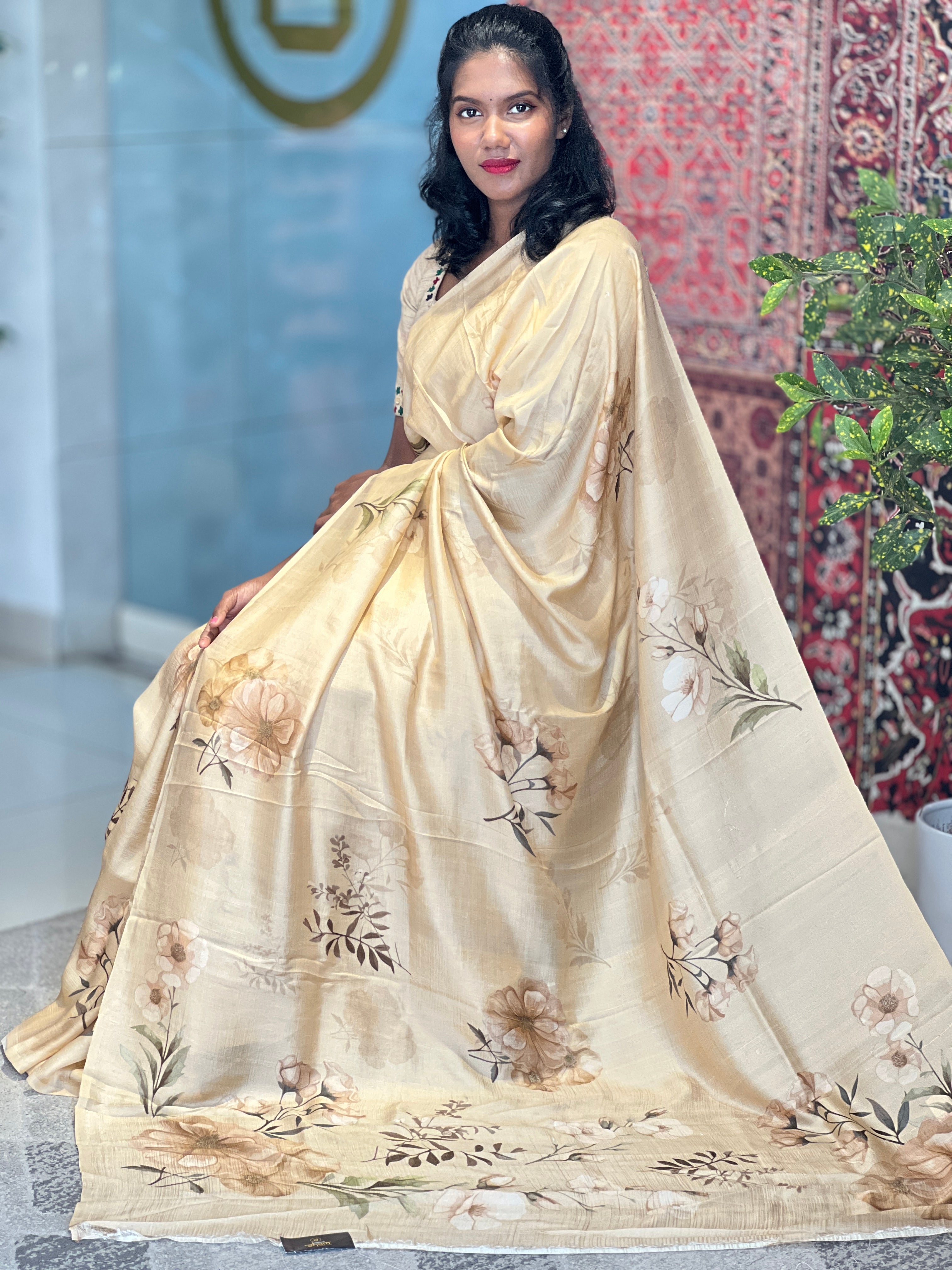 Floral Pattern Pure Silk Saree | SBS1238