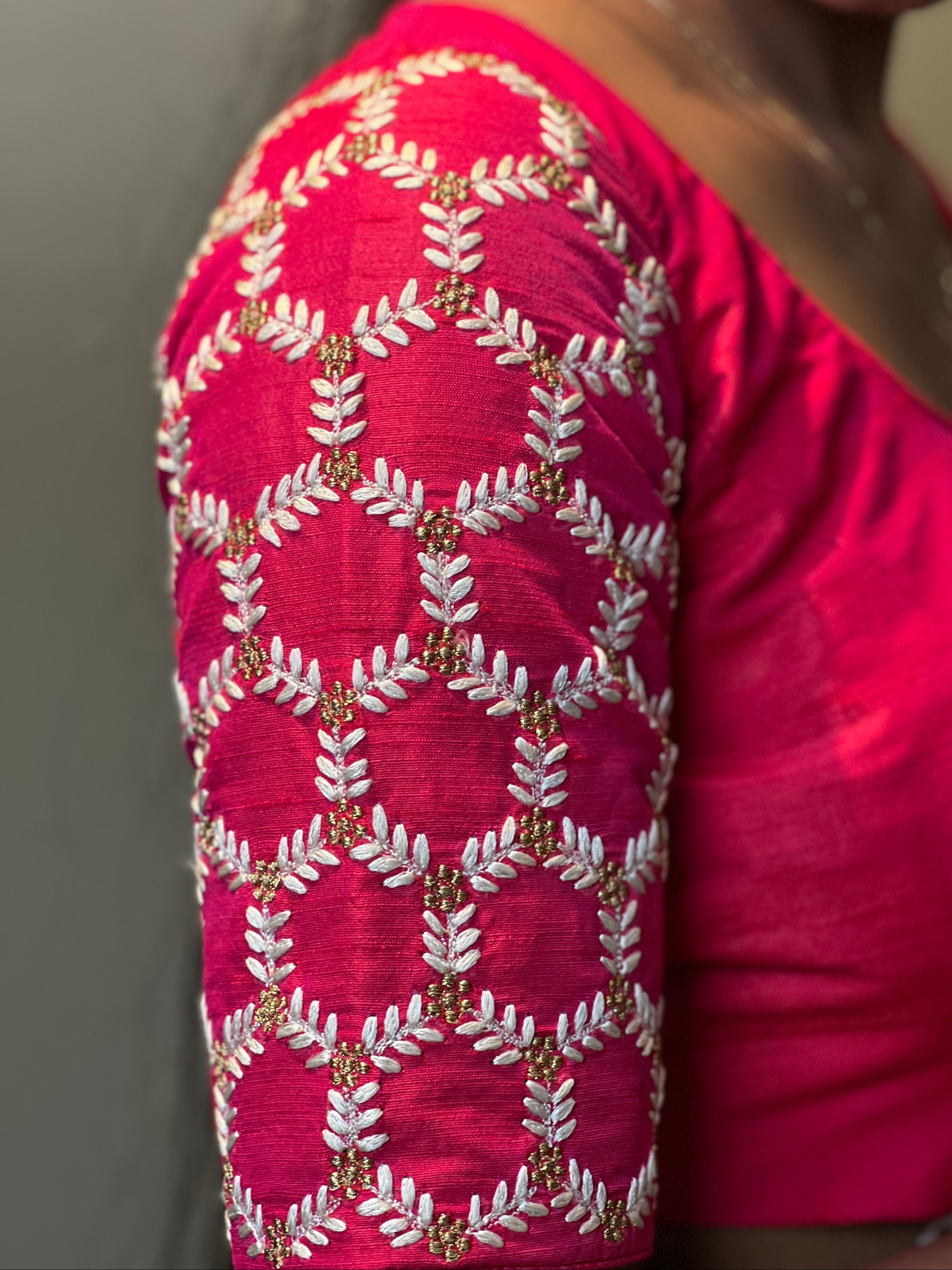 Honey Comb Pattern Raw Cotton Unstitched Blouse | BM146