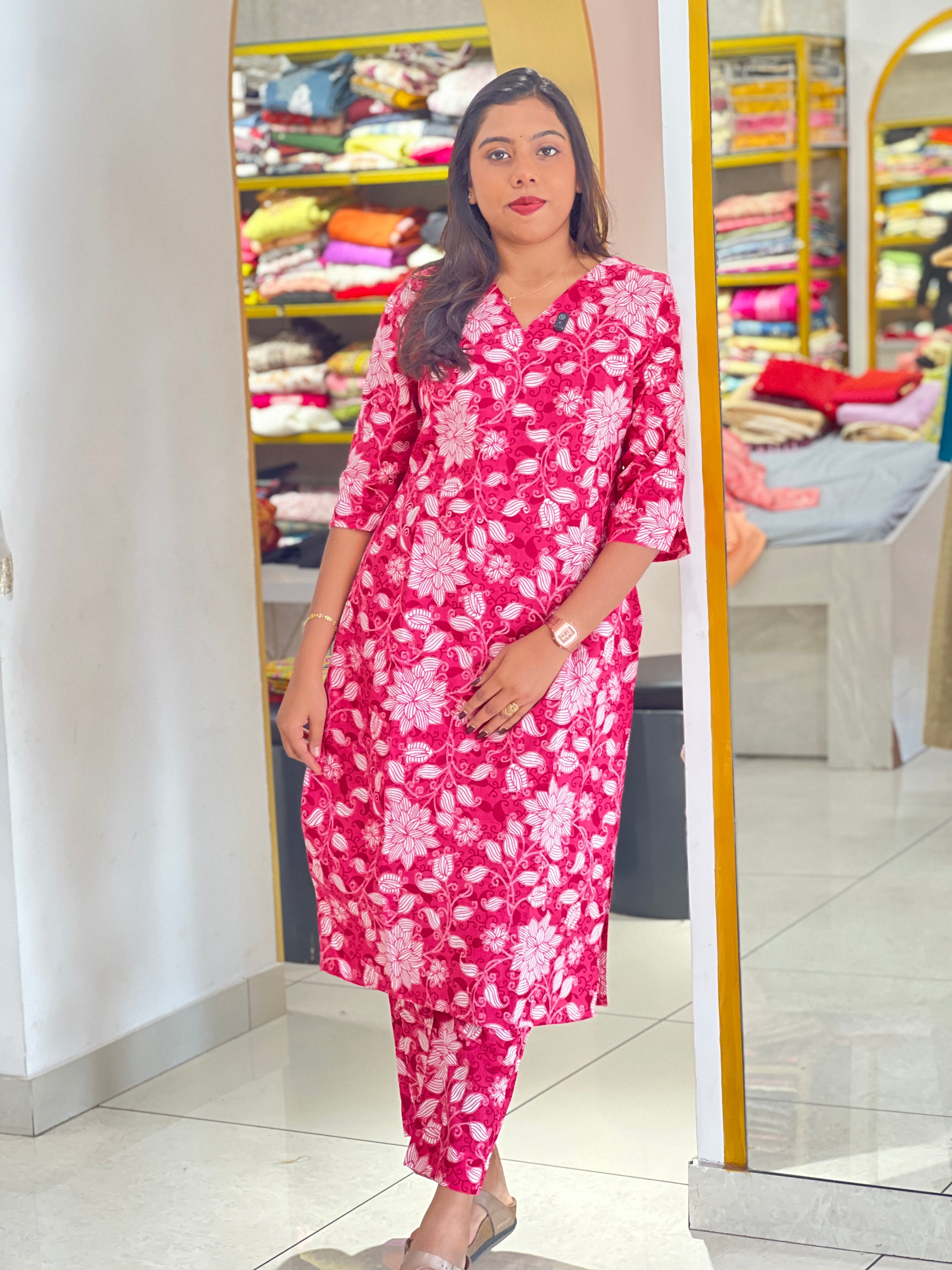 Floral Printed Pattern Cord Set | VSI192