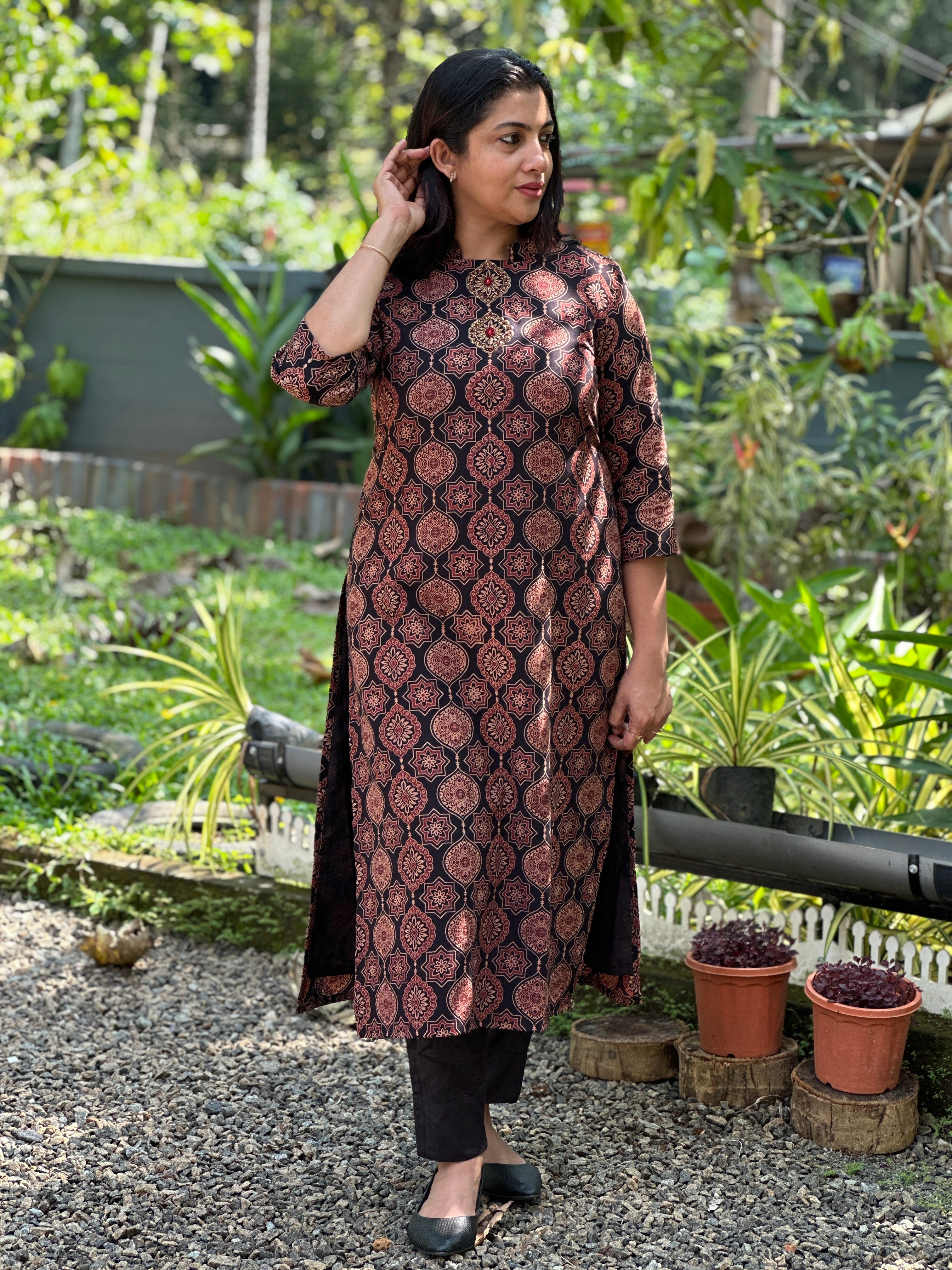 Hand Embroidery Yoke Design Cotton Kurta Material | DN714