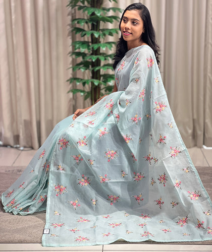 Multi-Color Floral Embroidered Kota Saree | BLD1174