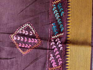 Hand Embroidery Detailed Cotton Saree | SBS1244
