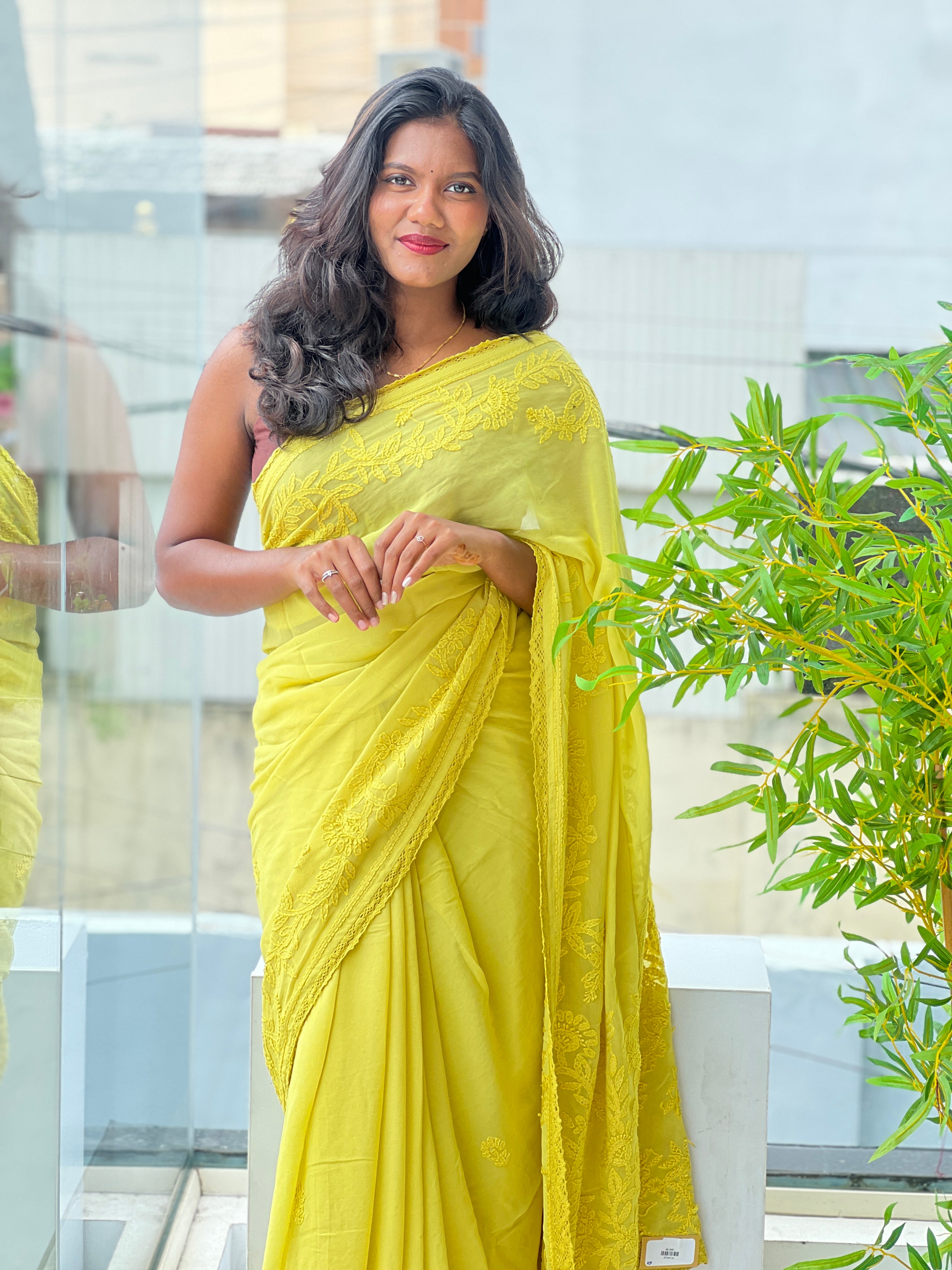 Hand Chikankari Paisley Design Georgette Saree |GMA198