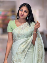 Floral Embroidered Crushed Organza Saree | SBP745