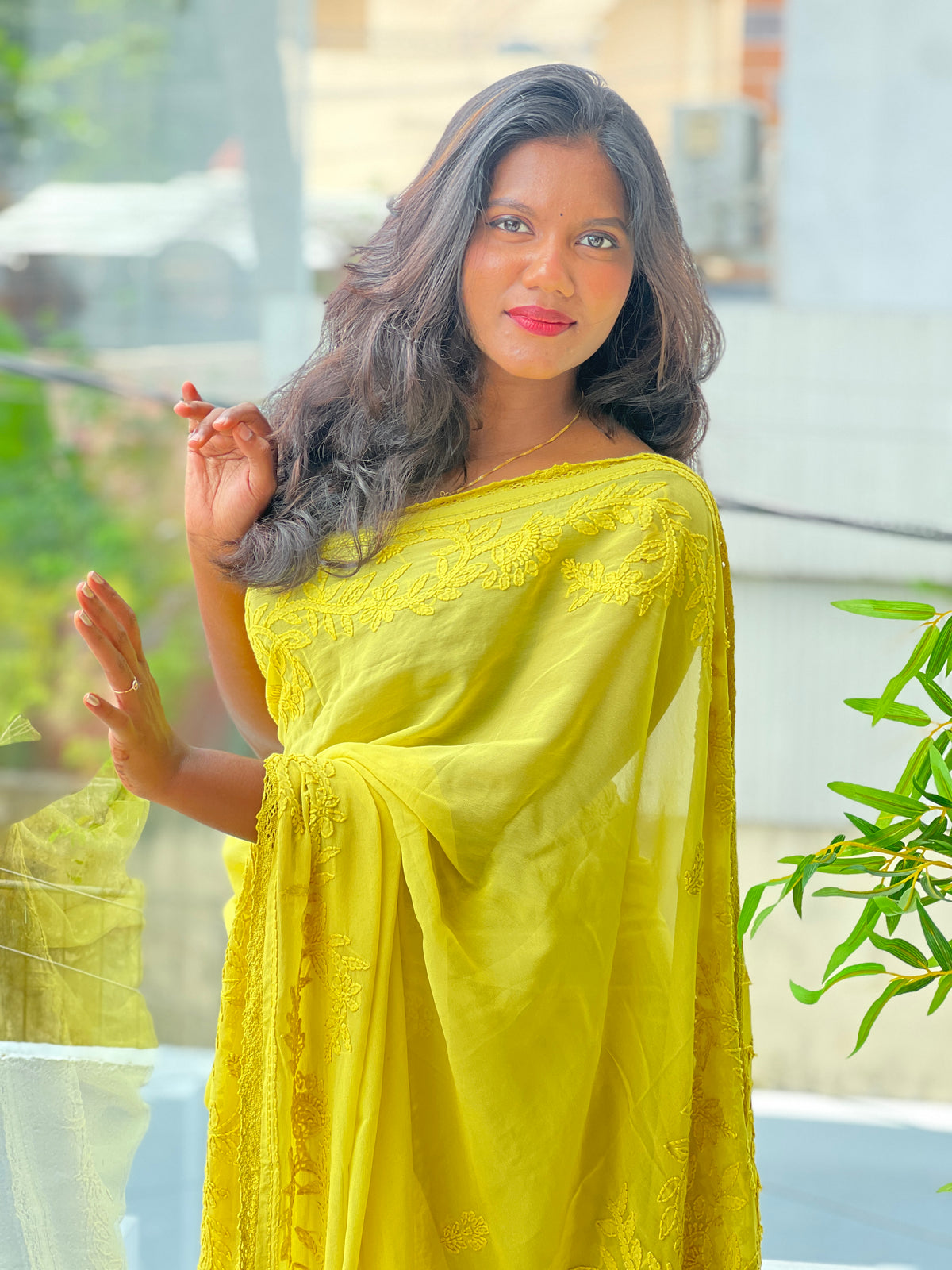 Hand Chikankari Paisley Design Georgette Saree |GMA198