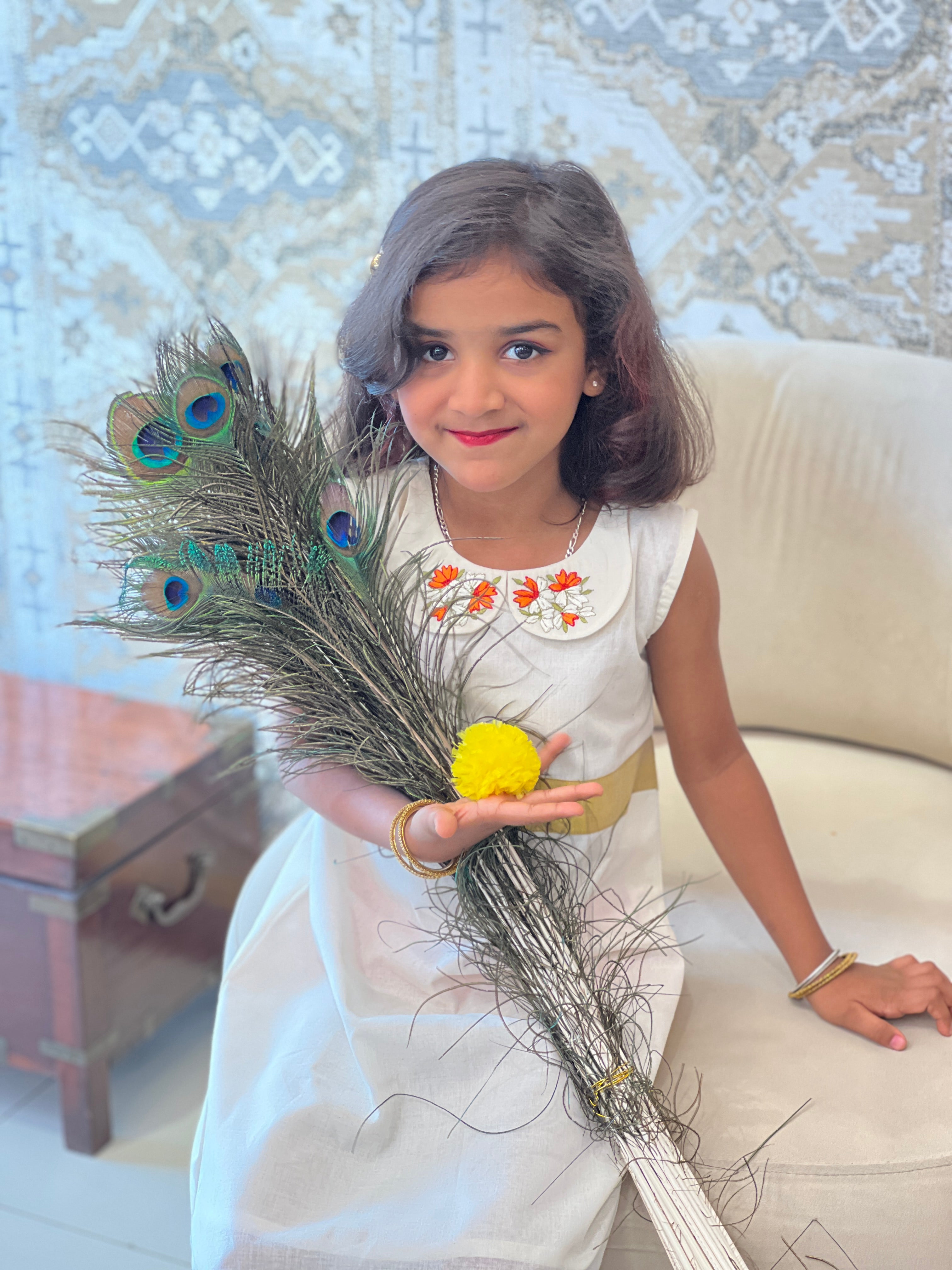 Kanakamulla Editz :- Floral Embroidered Frock (Un Stitched ) | OMKMC103