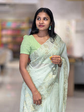 Floral Embroidered Crushed Organza Saree | SBP745