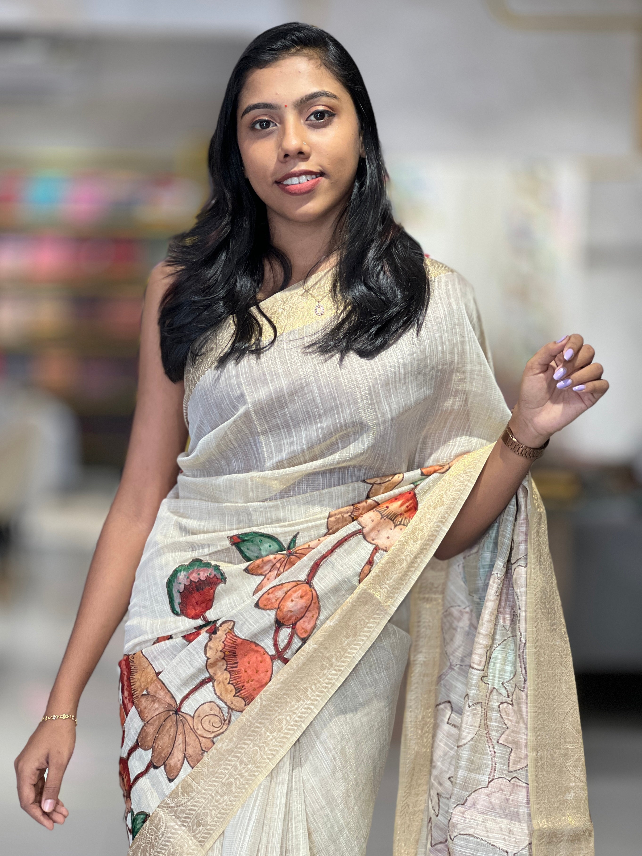 Applique Work Tissue Saree | DVS213