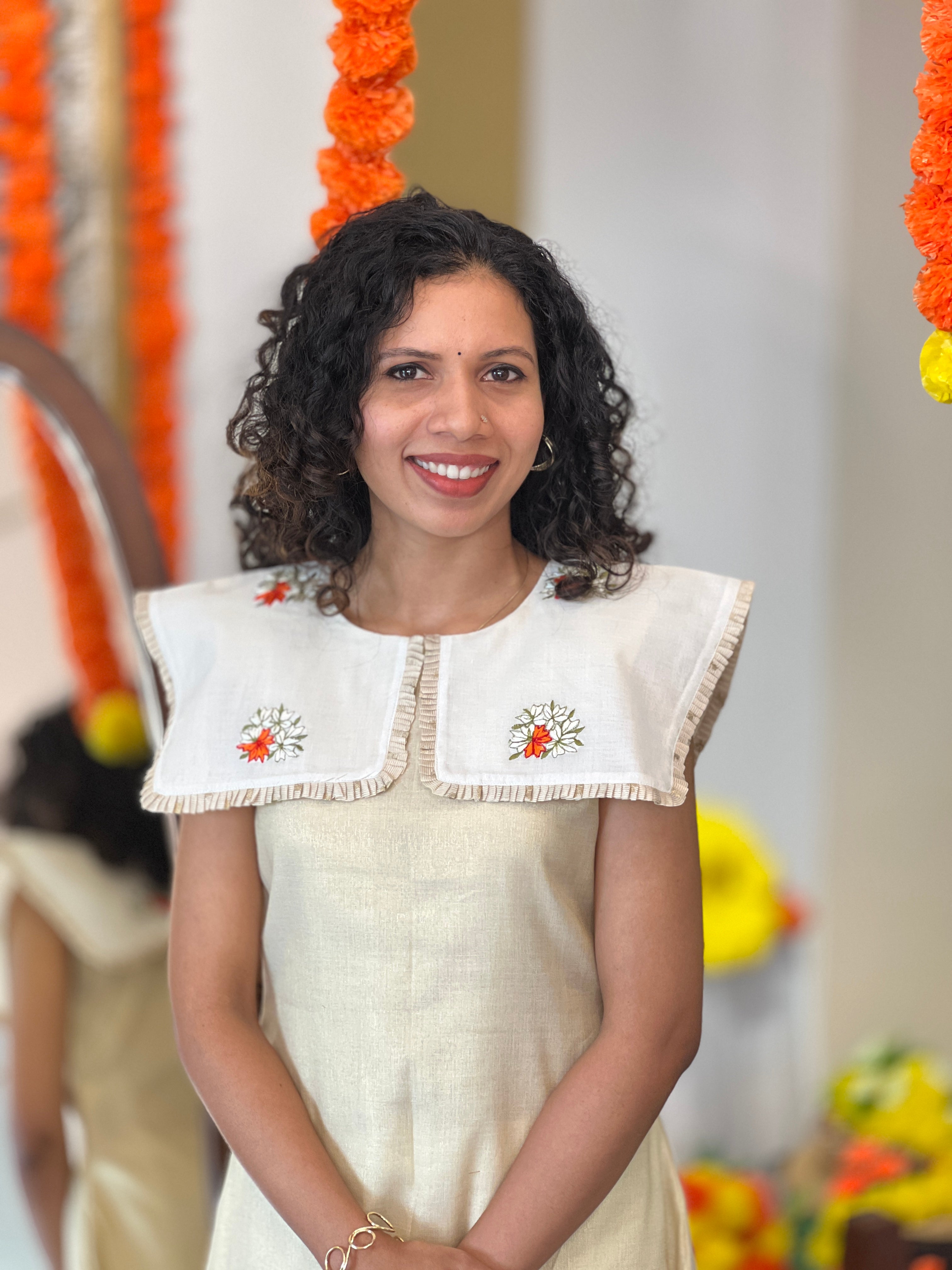 Kanakamulla Editz :- Floral Embroidered Dress (Un Stitched ) | OMKMC102
