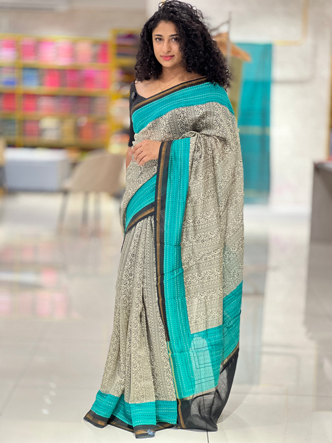 Digital Printed Chanderi Saree | RGD312