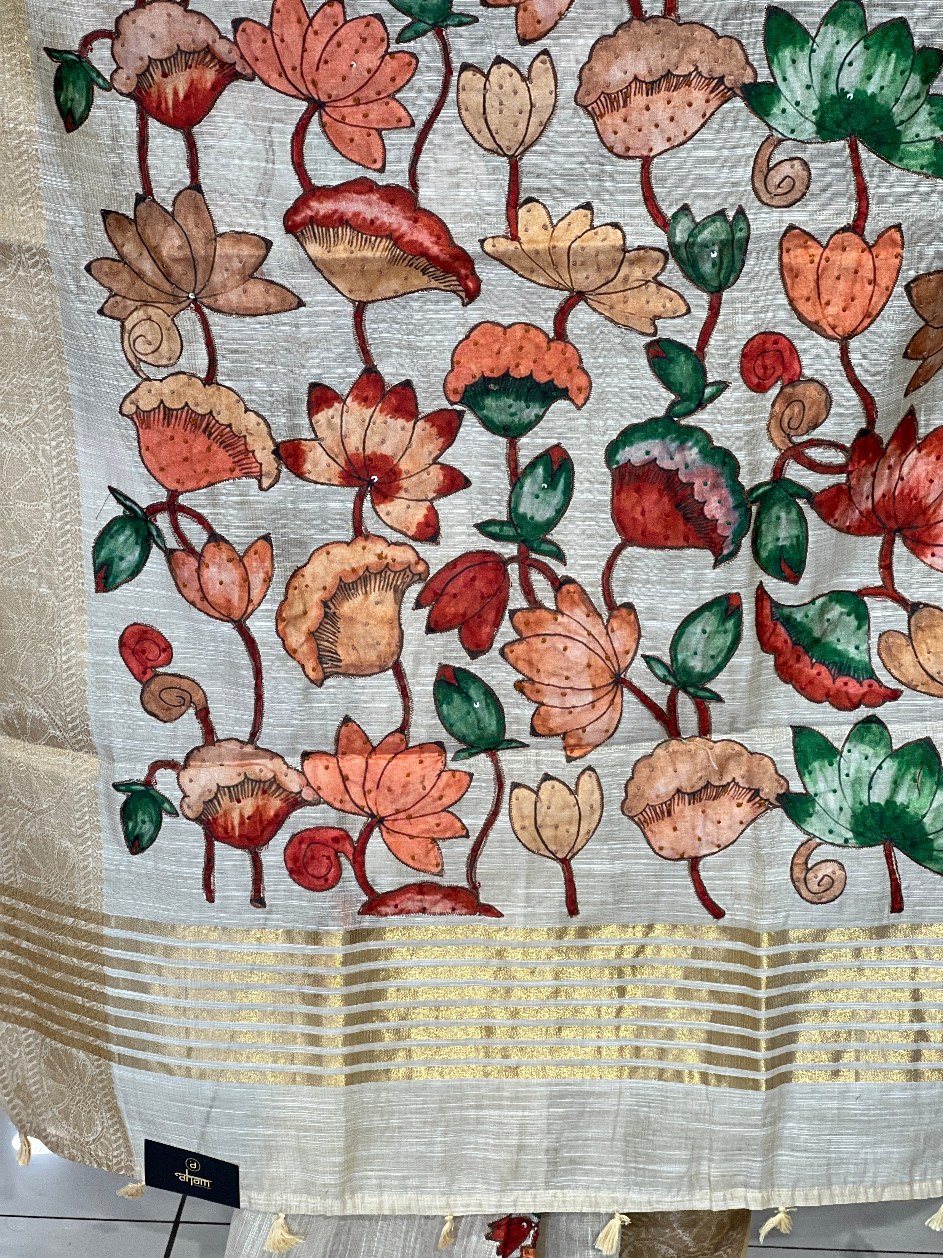 Applique Work Tissue Saree | DVS213