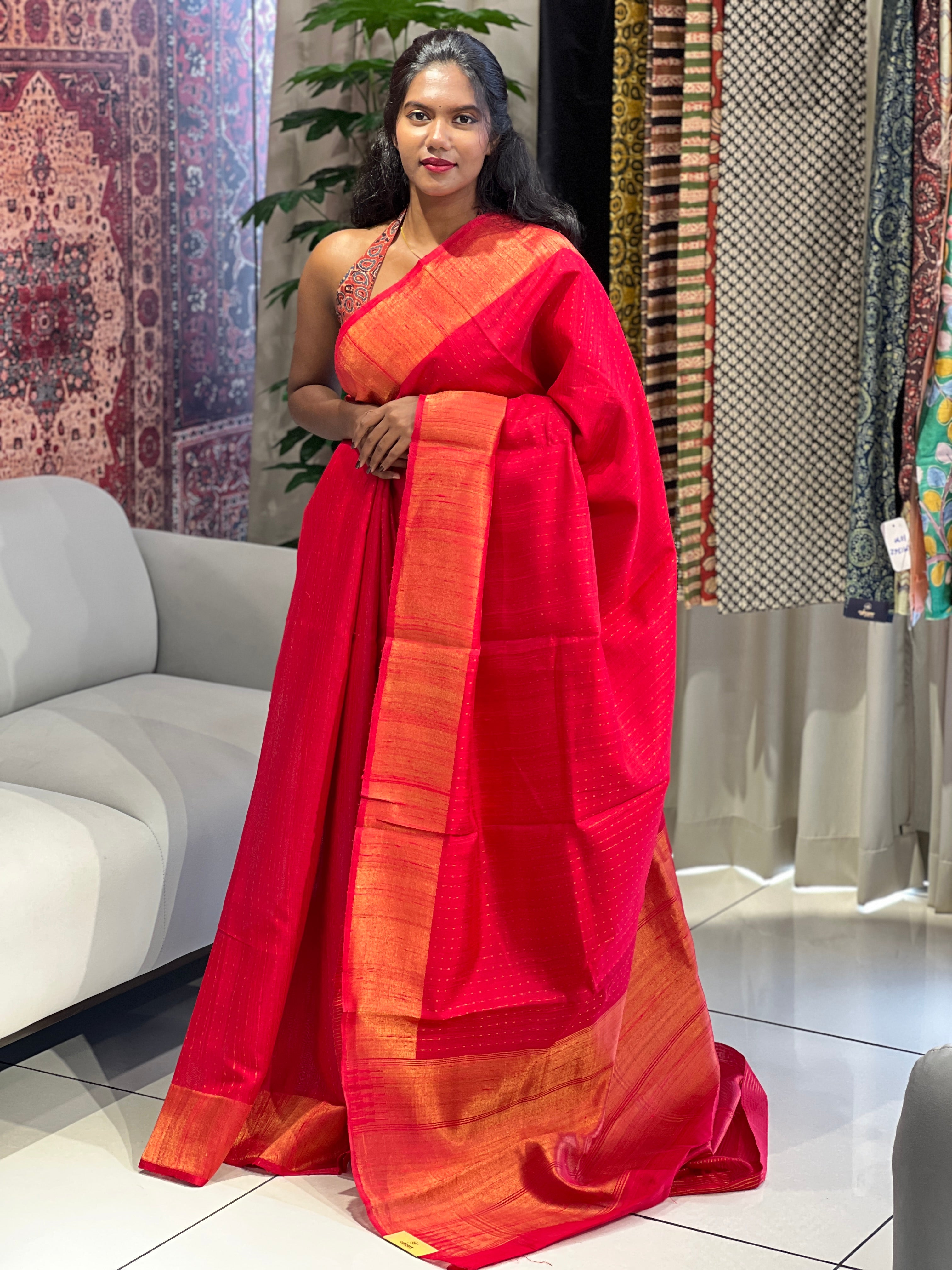 Zari Woven Raw Silk Saree | HS1256