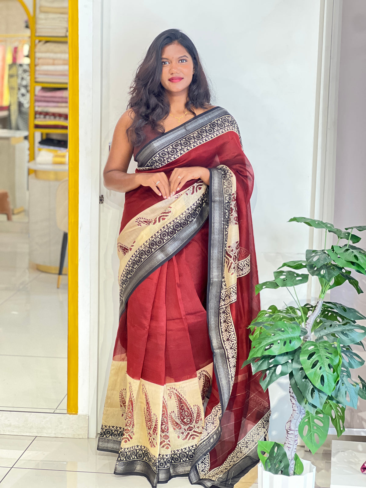 Printed Motif Chanderi Saree | BHB102