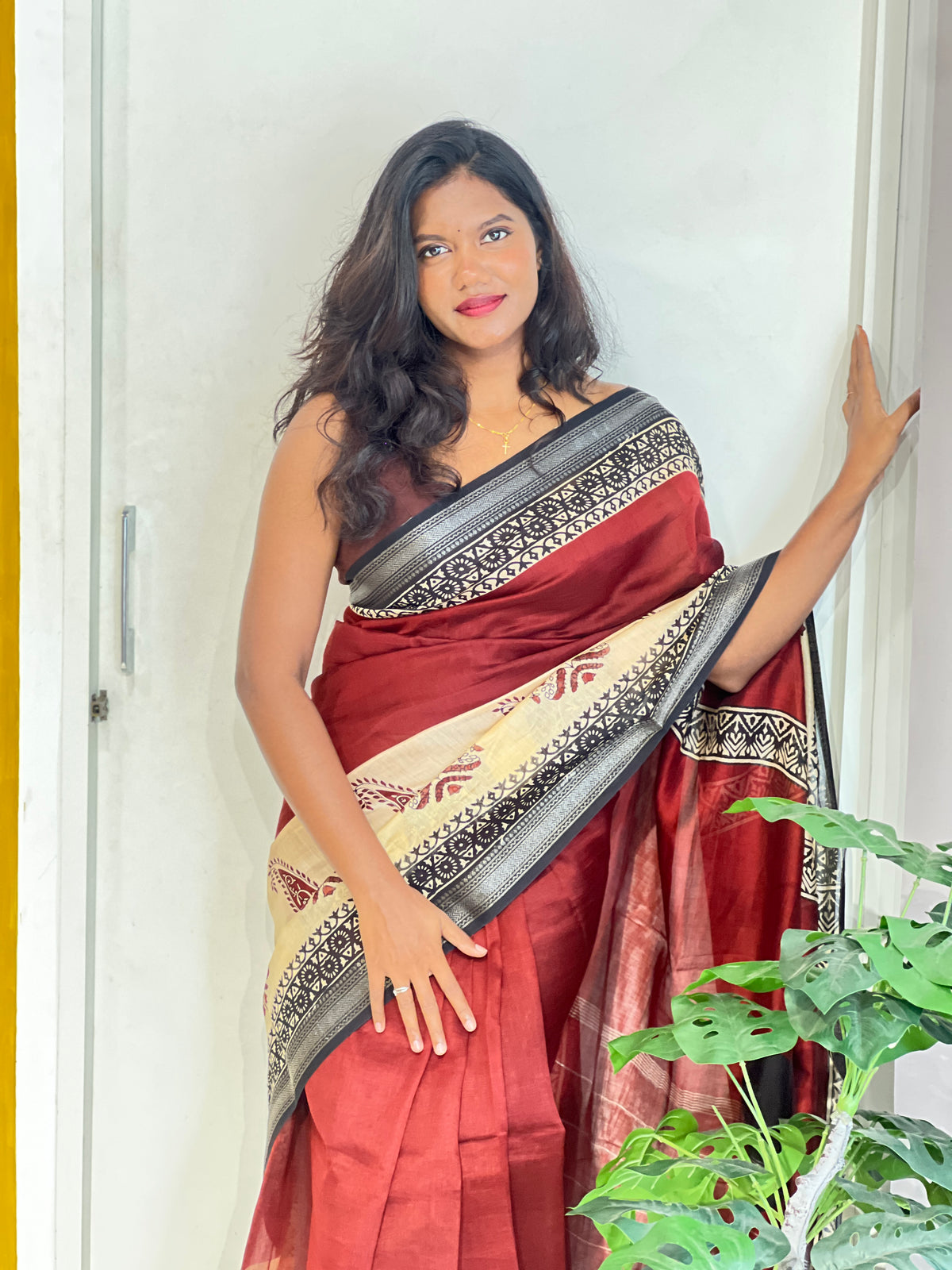 Printed Motif Chanderi Saree | BHB102