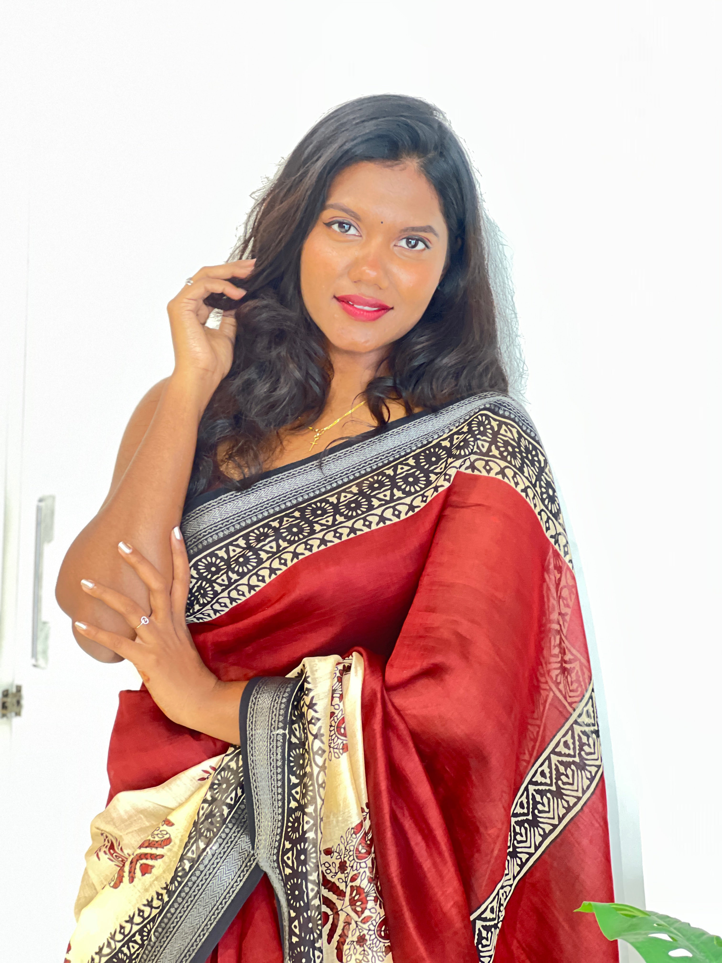 Printed Motif Chanderi Saree | BHB102