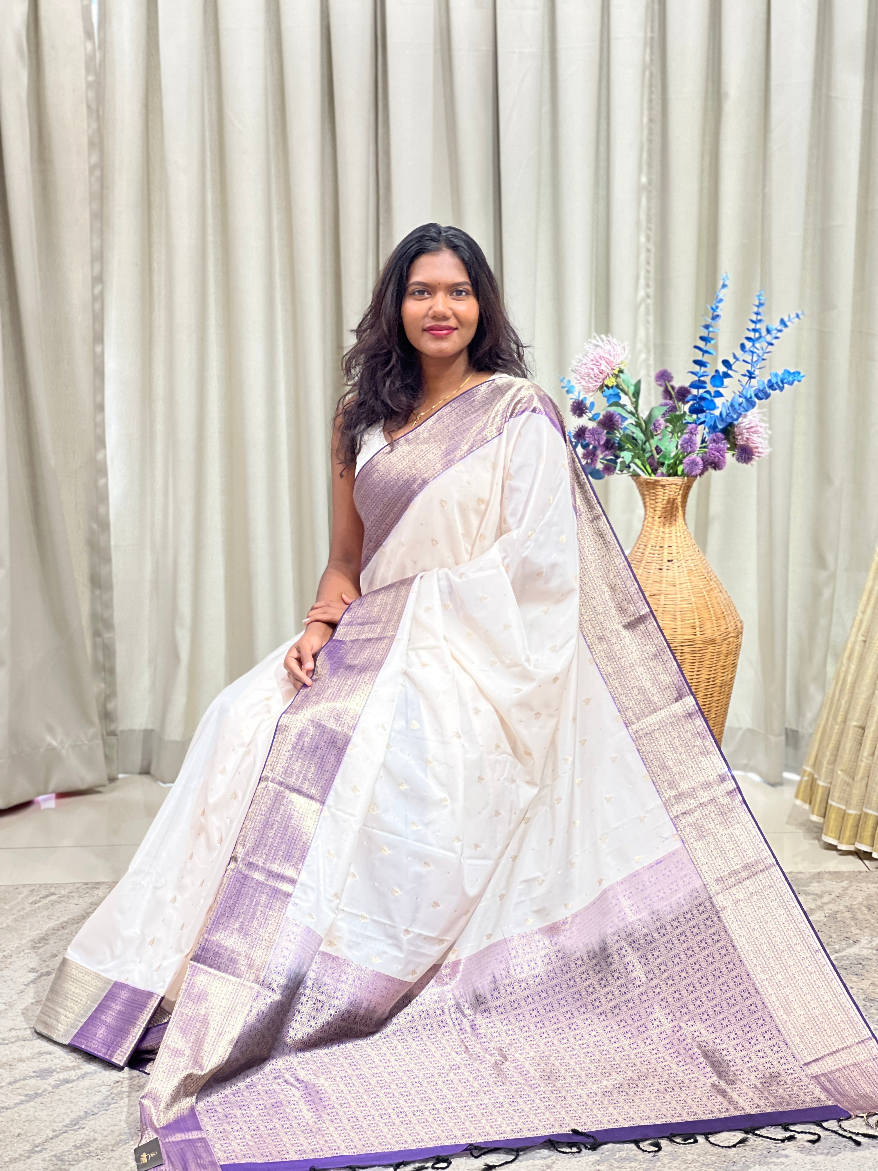 Contrast Border Pattern Semi Silk Saree | TR165