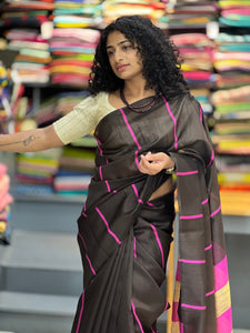 Stripe Weaved Pattern Semi Silk Saree | PD542