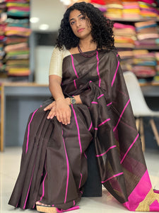 Stripe Weaved Pattern Semi Silk Saree | PD542