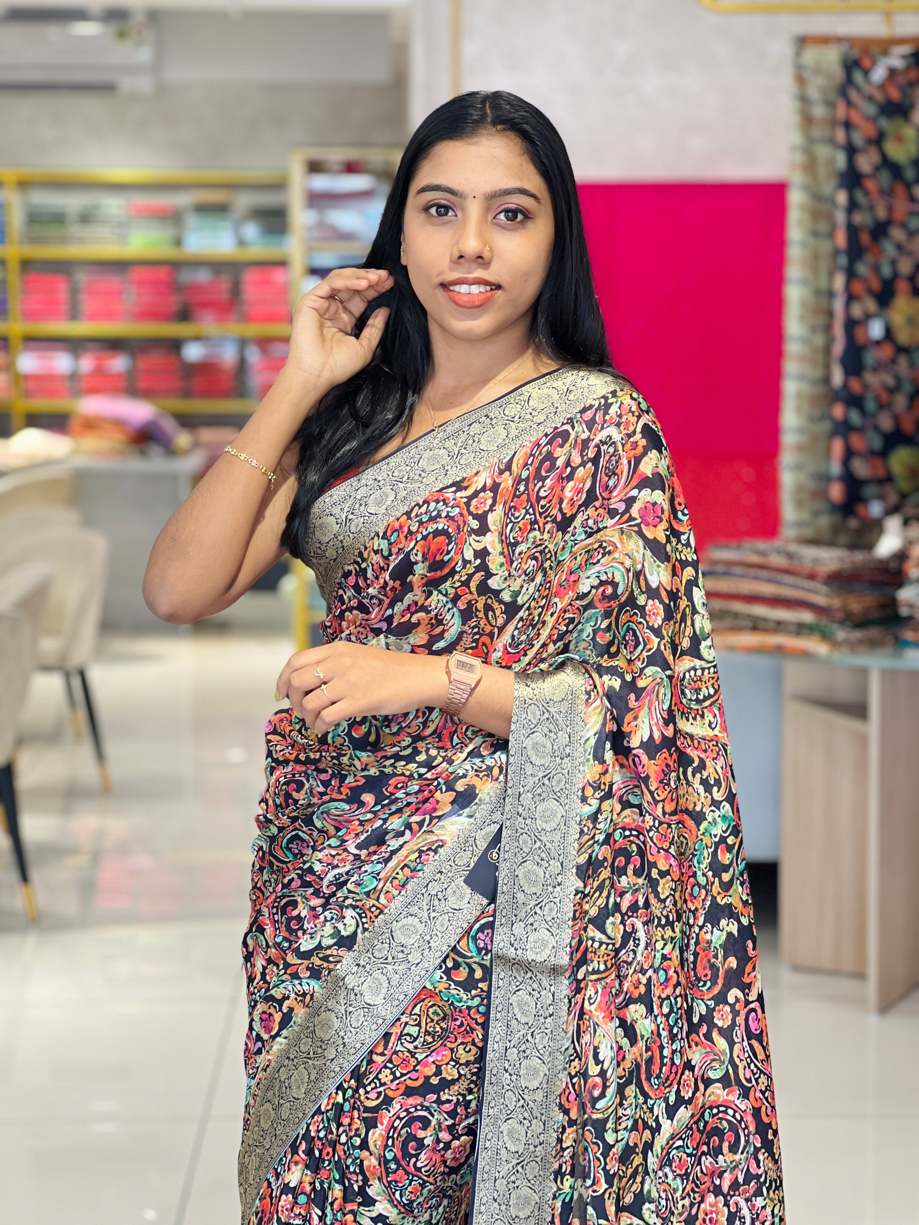 Digital Printed Chiffon Saree | SSN176