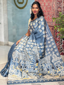 Floral Print Detailed Tussar Saree | SBS1278