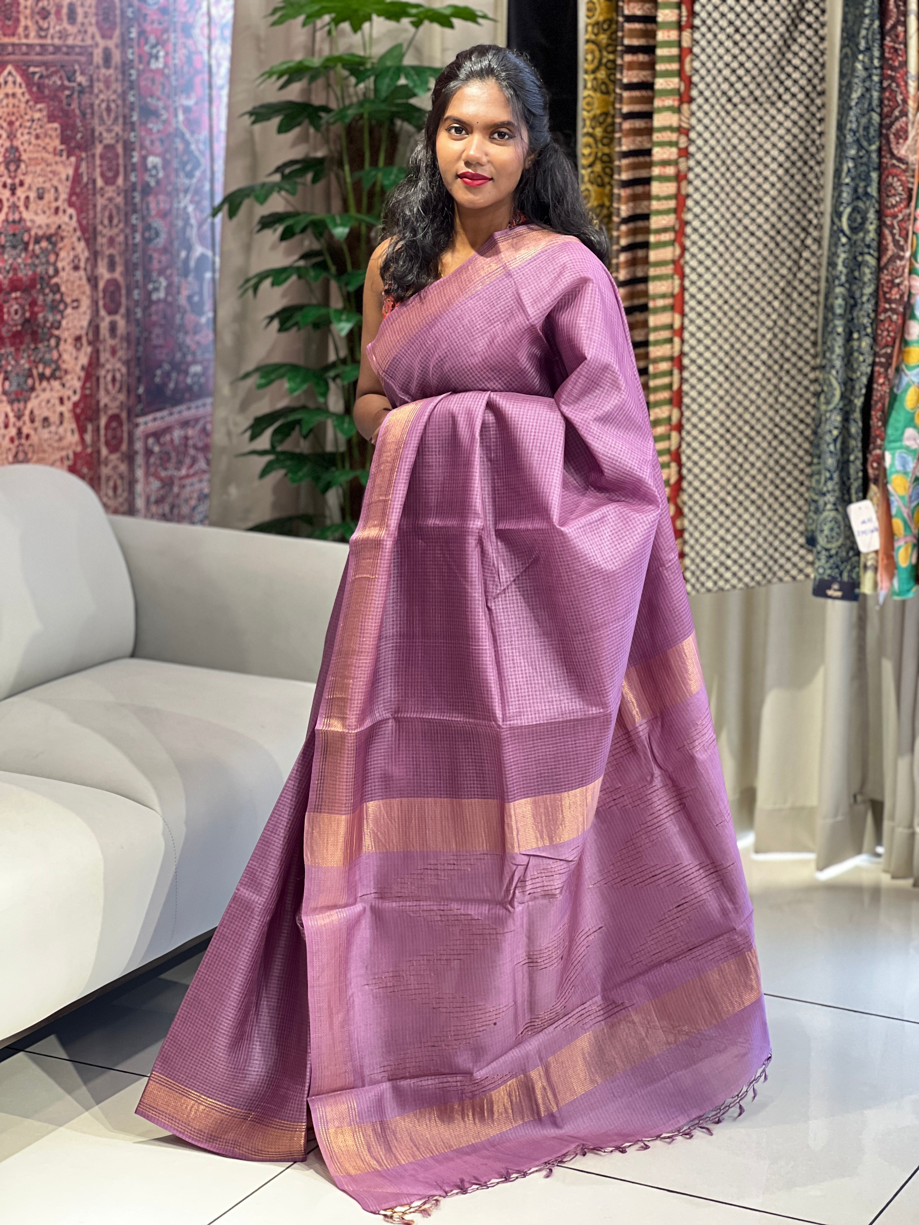 Kota Patterned Tussar Silk Saree | HS1314