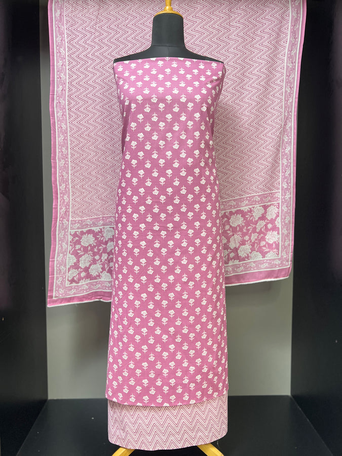 Floral Screen Printed Cotton Salwar Set | DE135