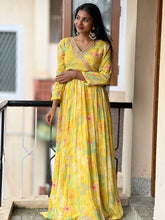 Angrakha Pattern Chinon Gown | FW108