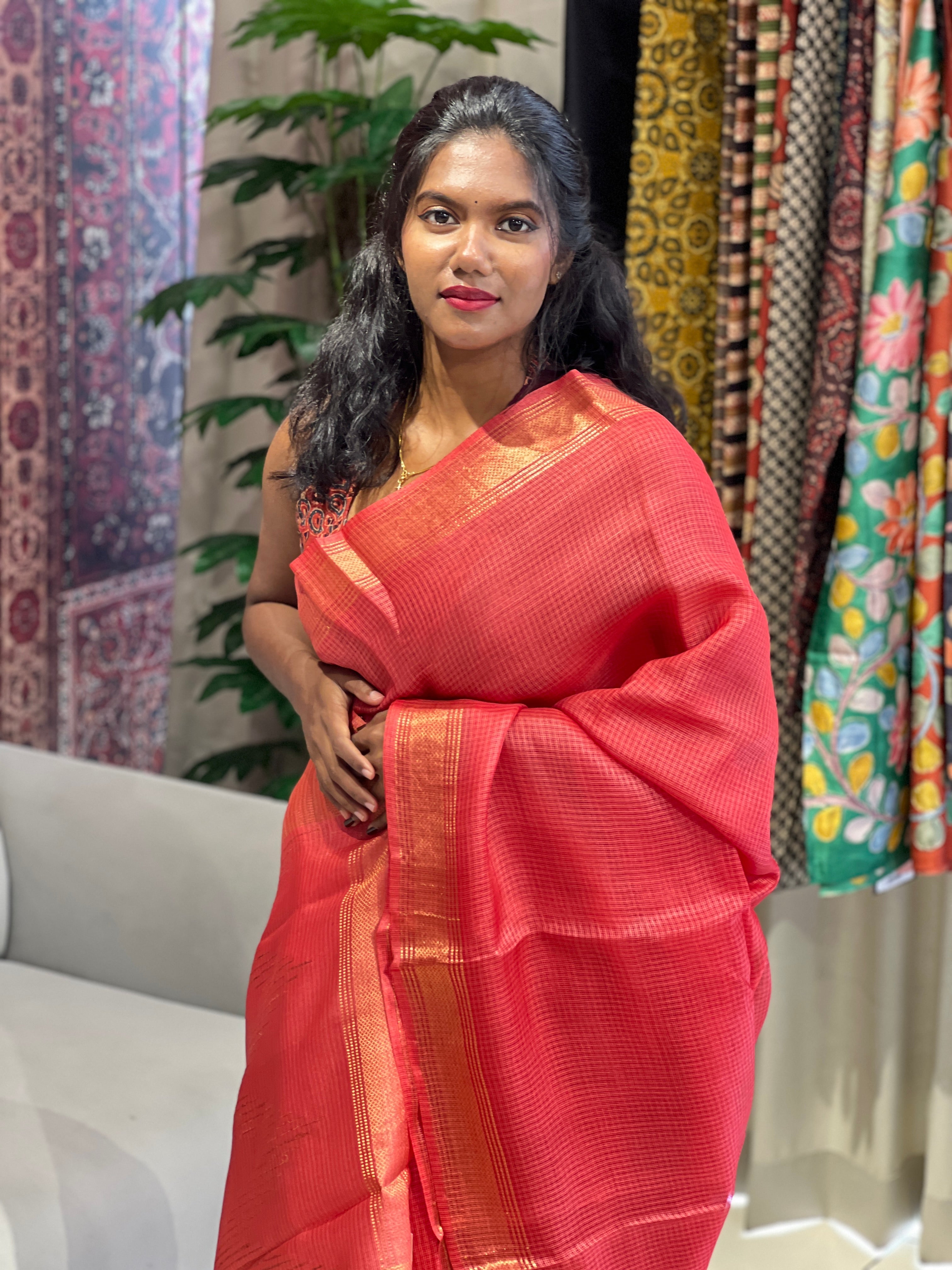 Kota Patterned Tussar Silk Saree | HS1318