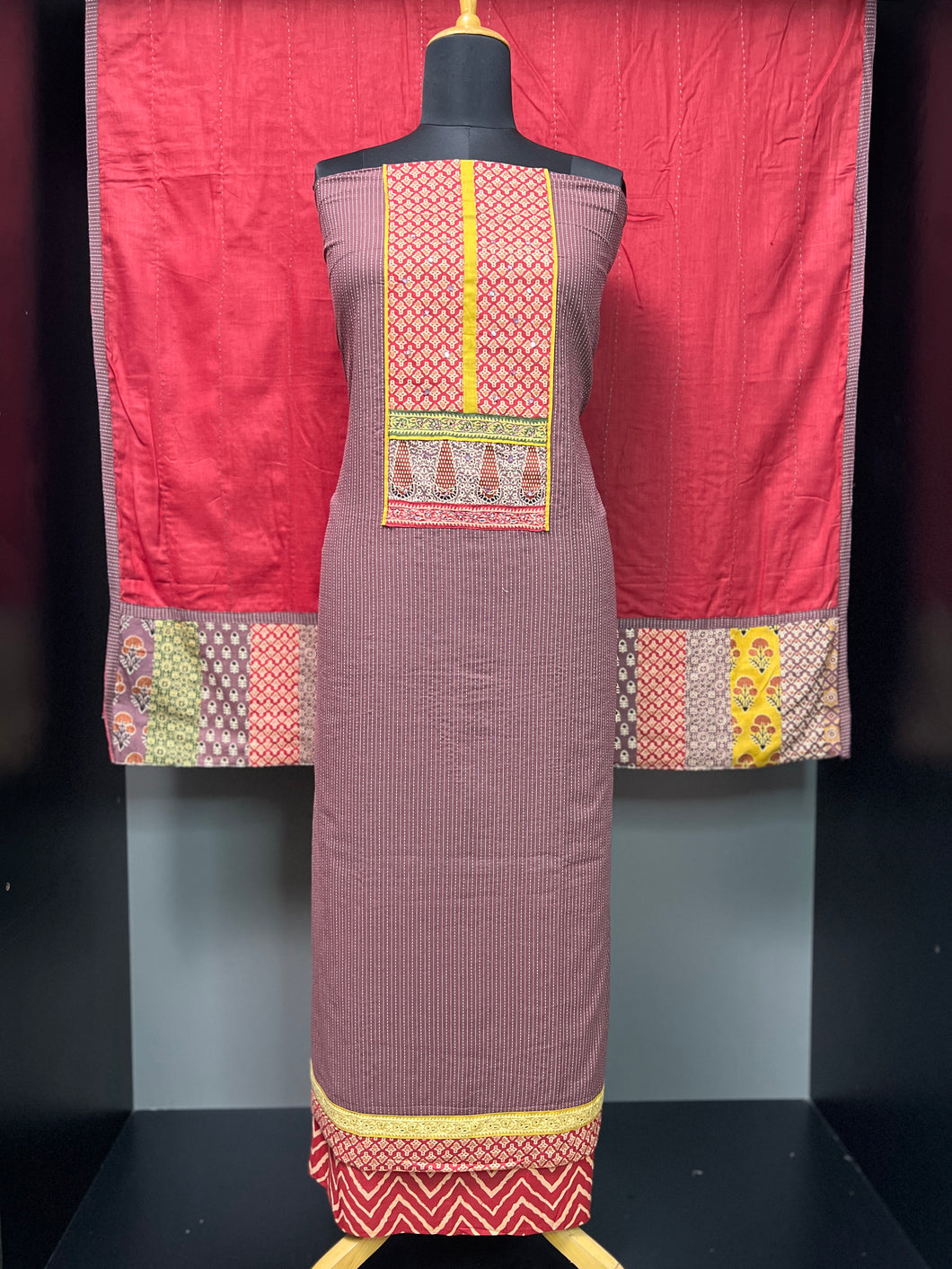 Kantha Weaving Pattern Cotton Salwar Set | DE113