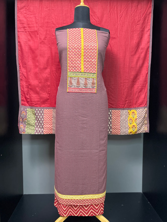Kantha Weaving Pattern Cotton Salwar Set | DE113