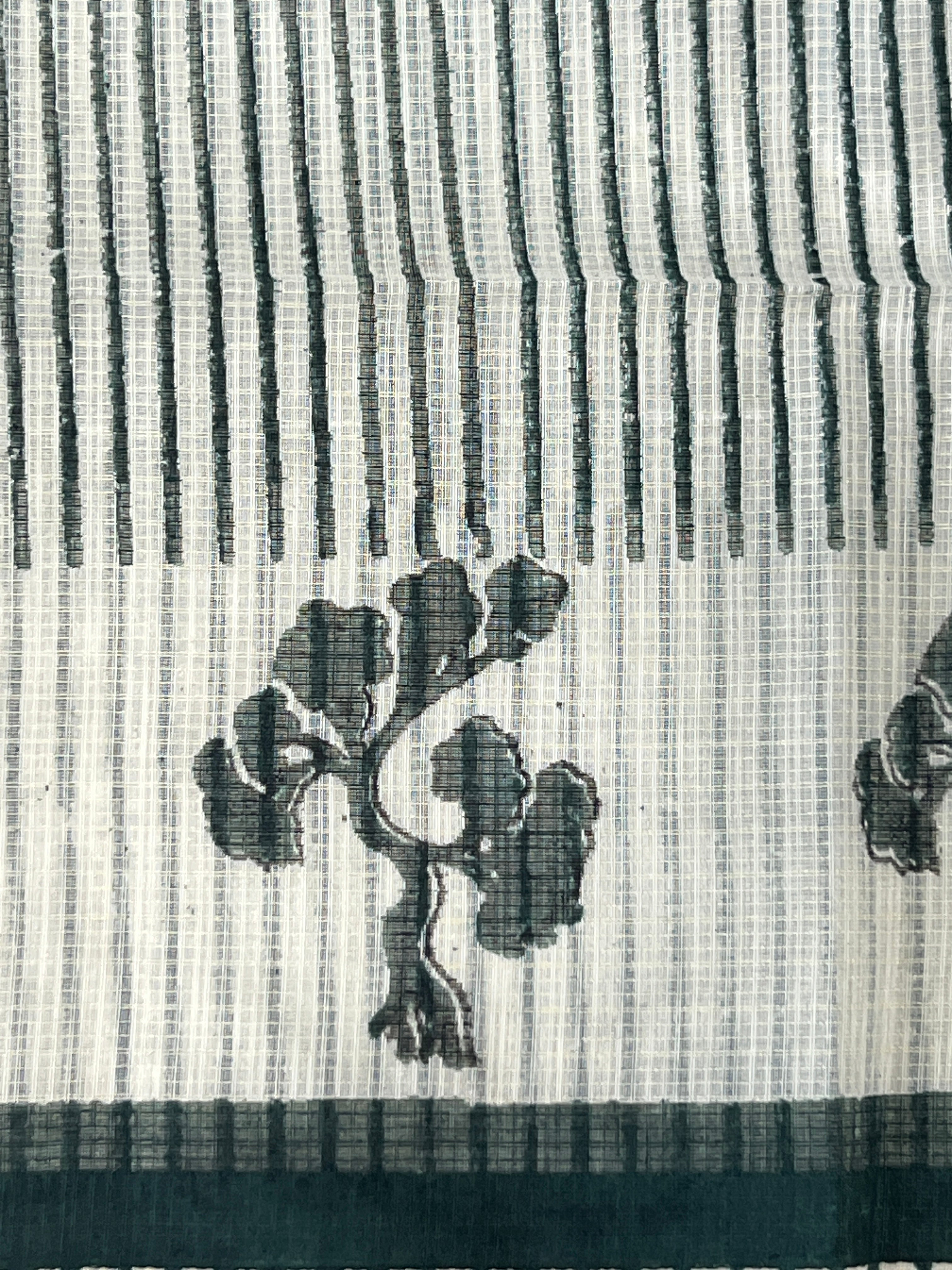 Print With Embroidery Detailed Muga Check Organza Saree | JSC540