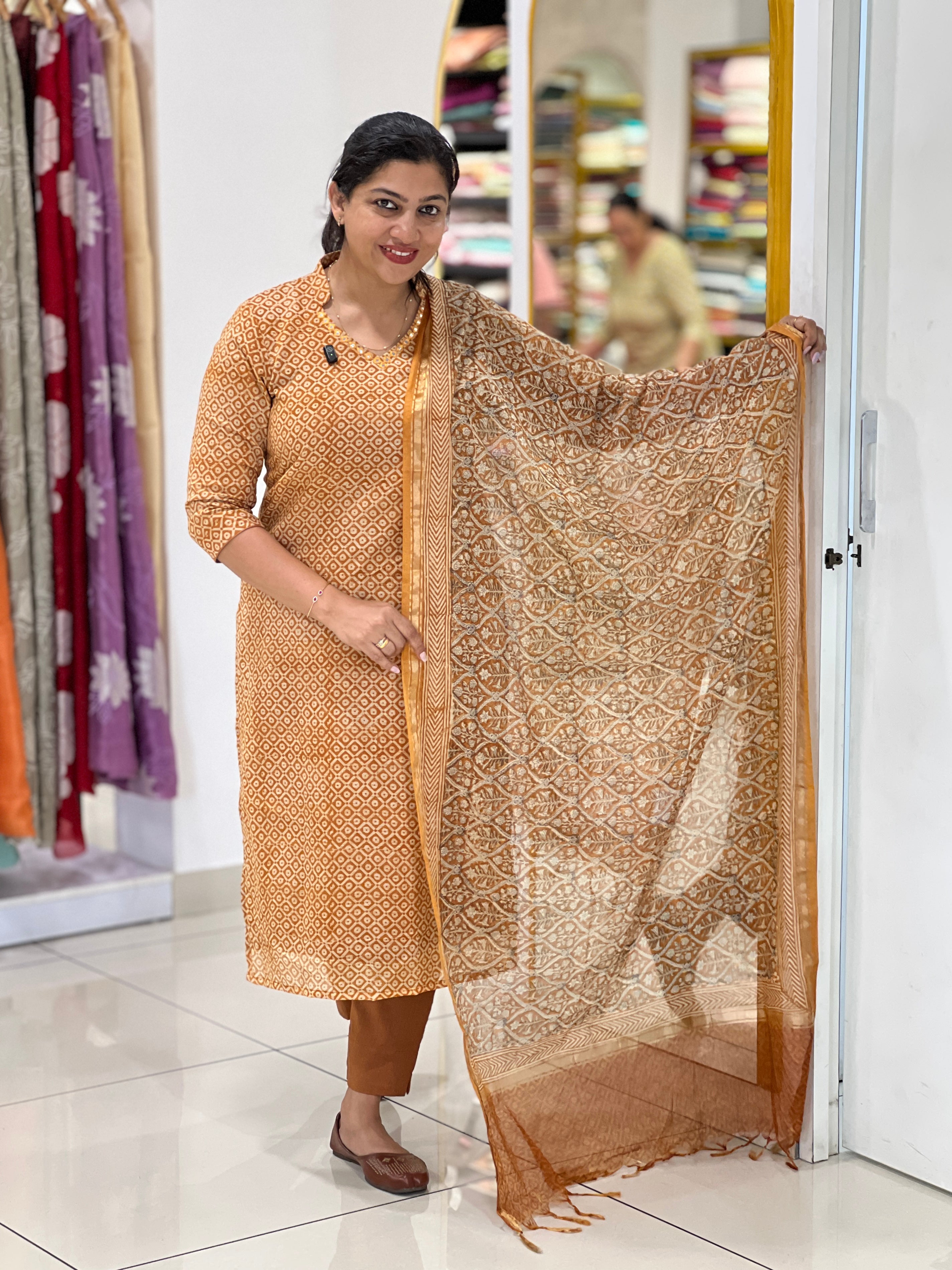 Screen Printed Chanderi Salwar Set | SSC106