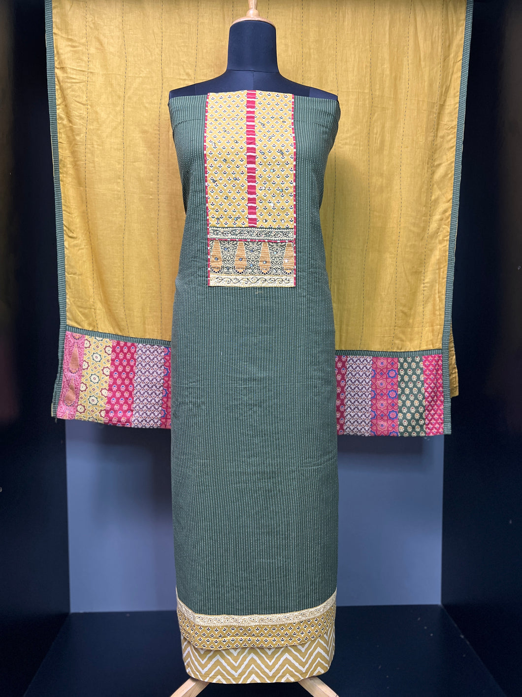 Kantha Weaving Pattern Cotton Salwar Set | DE114