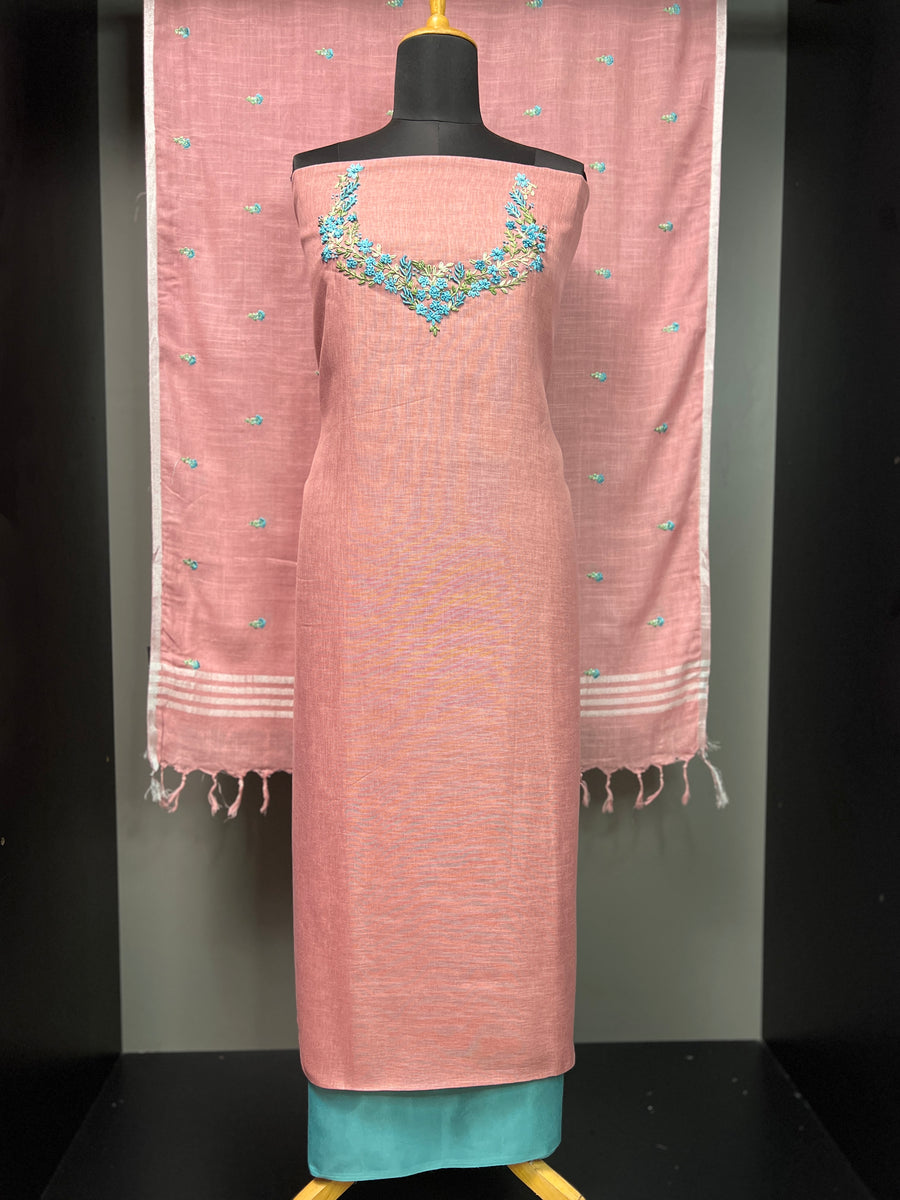 Hand Embroidery Detailed Linen Salwar Set | SW2069