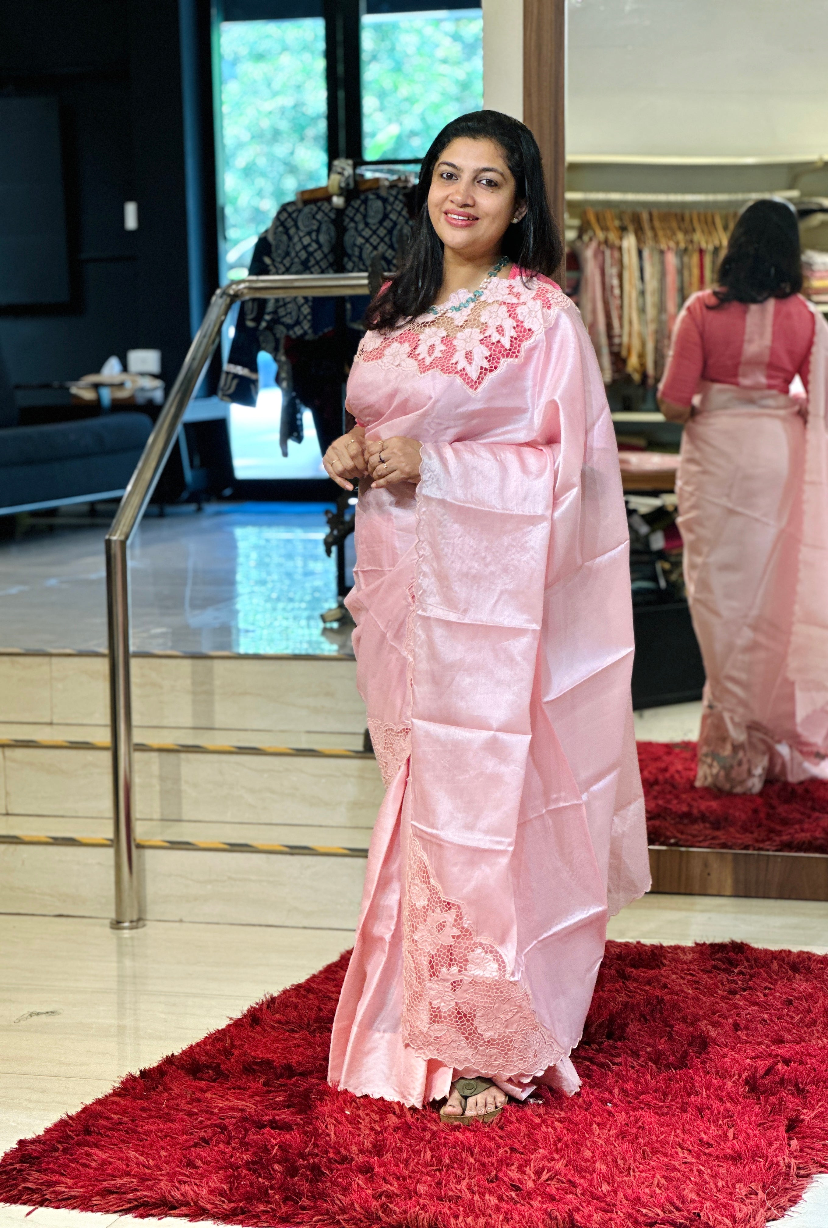 Floral Twine Cut Work Placement Detailed Desi Tussar Saree | TC415