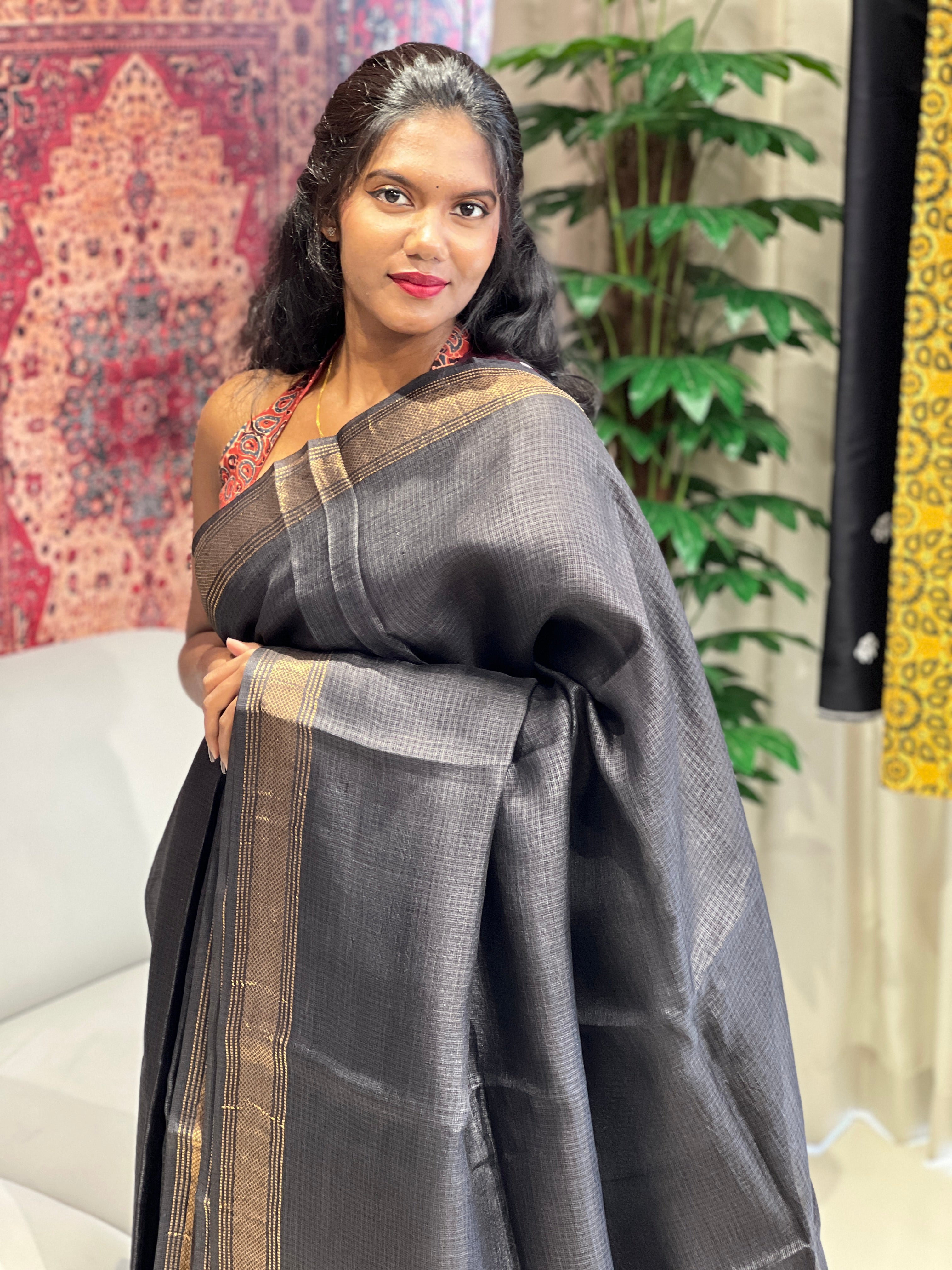 Kota Patterned Tussar Silk Saree | HS1323