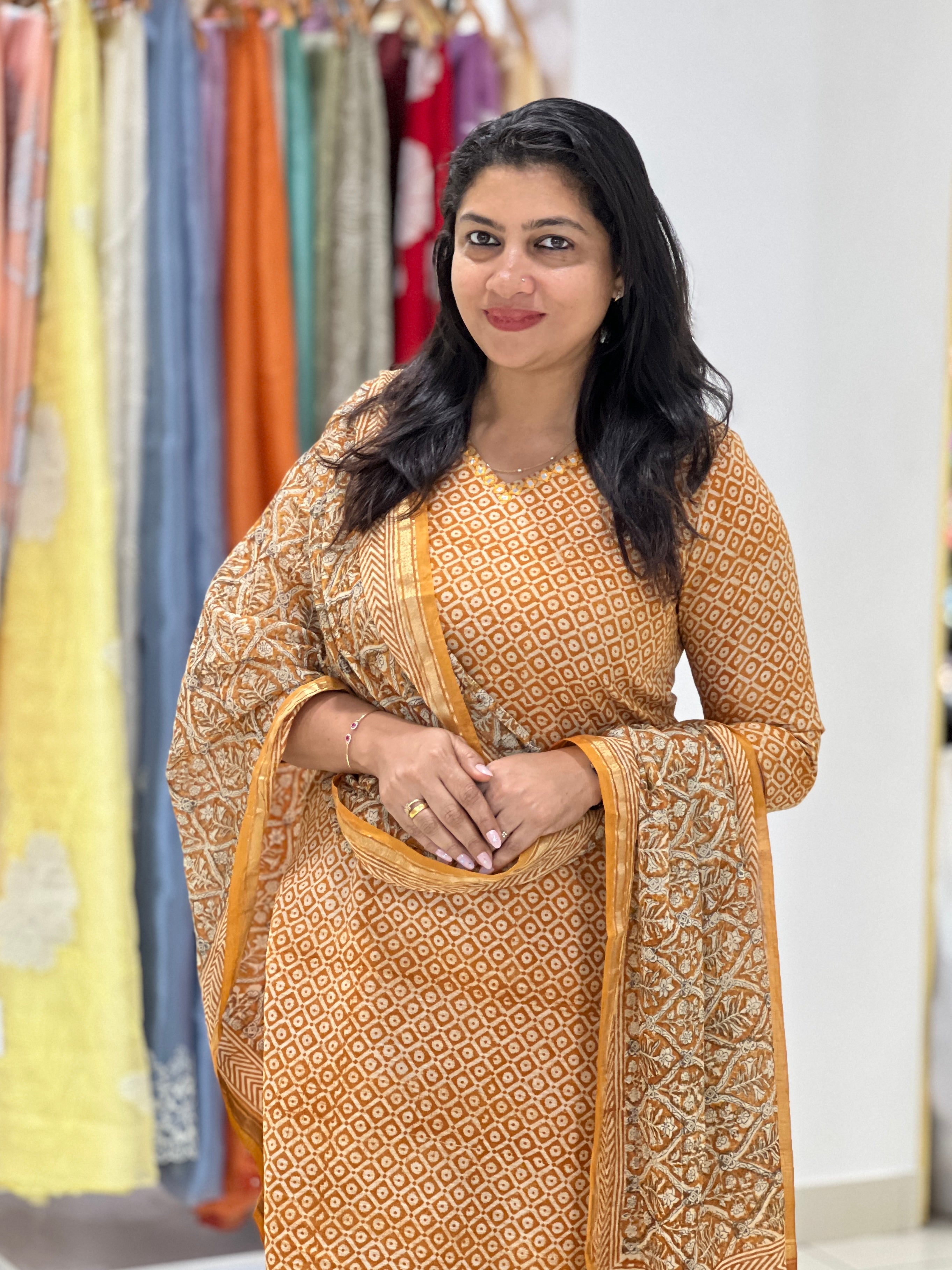 Screen Printed Chanderi Salwar Set | SSC106