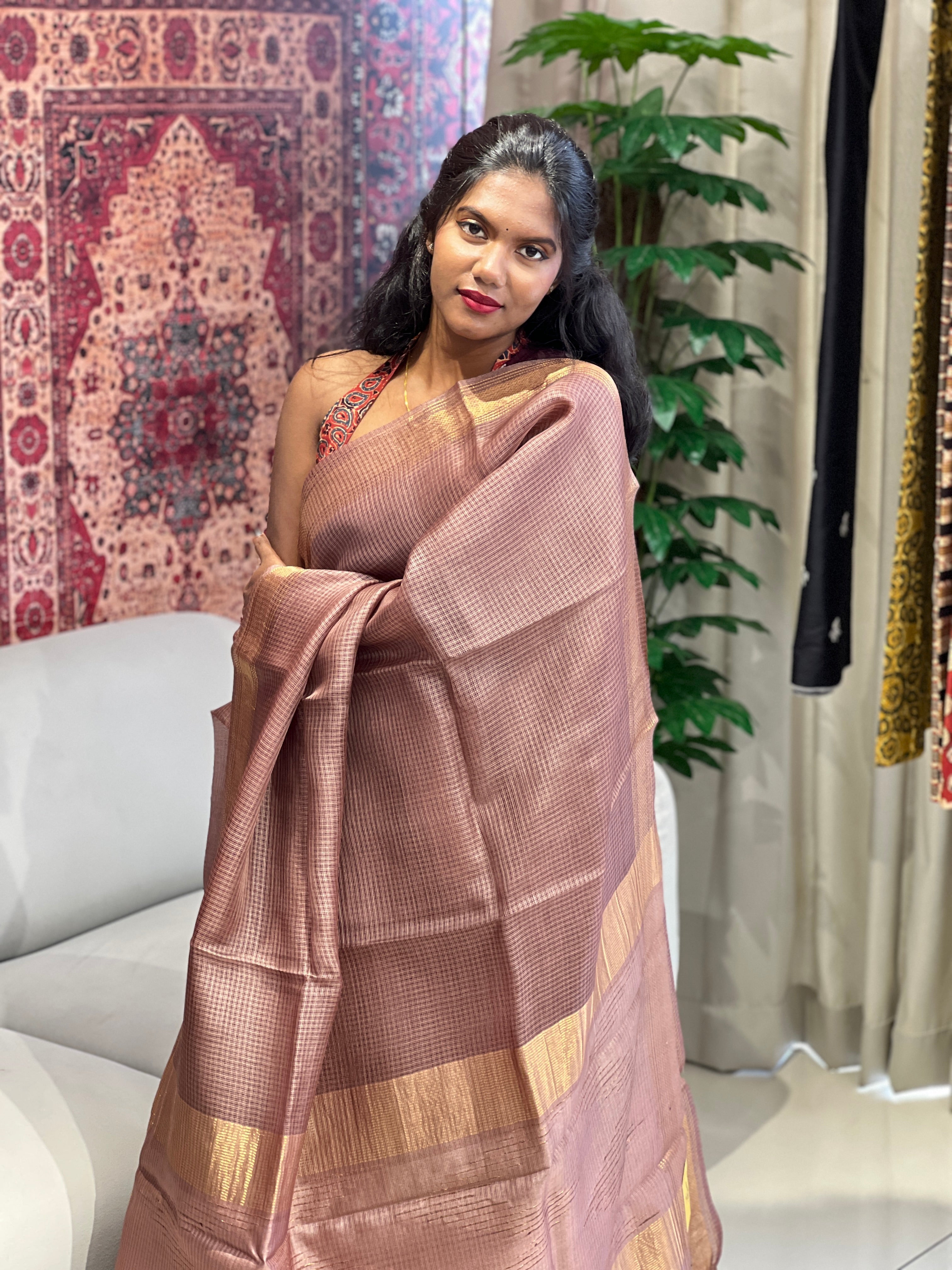 Kota Patterned Tussar Silk Saree | HS1317