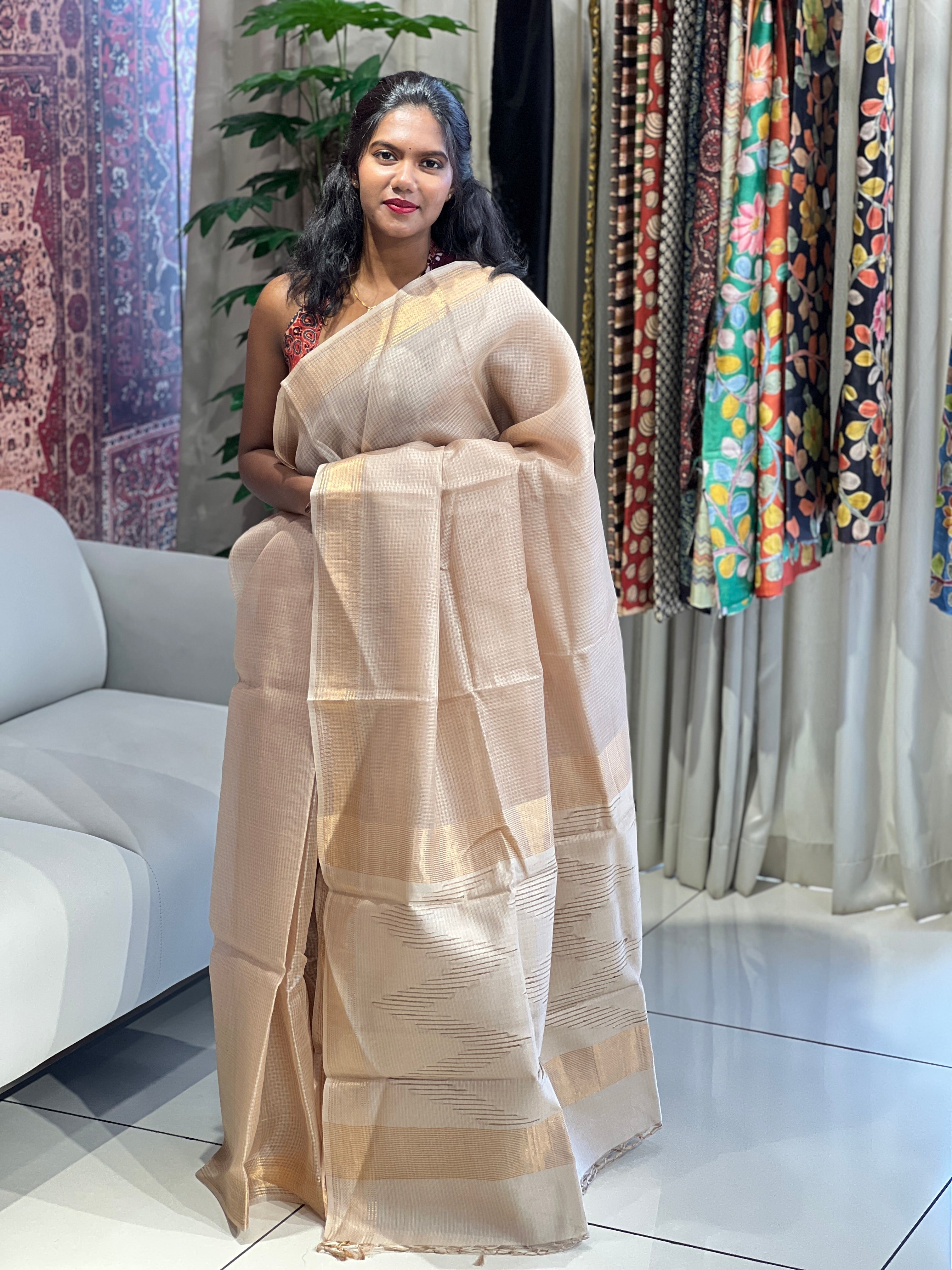 Kota Patterned Tussar Silk Saree | HS1315