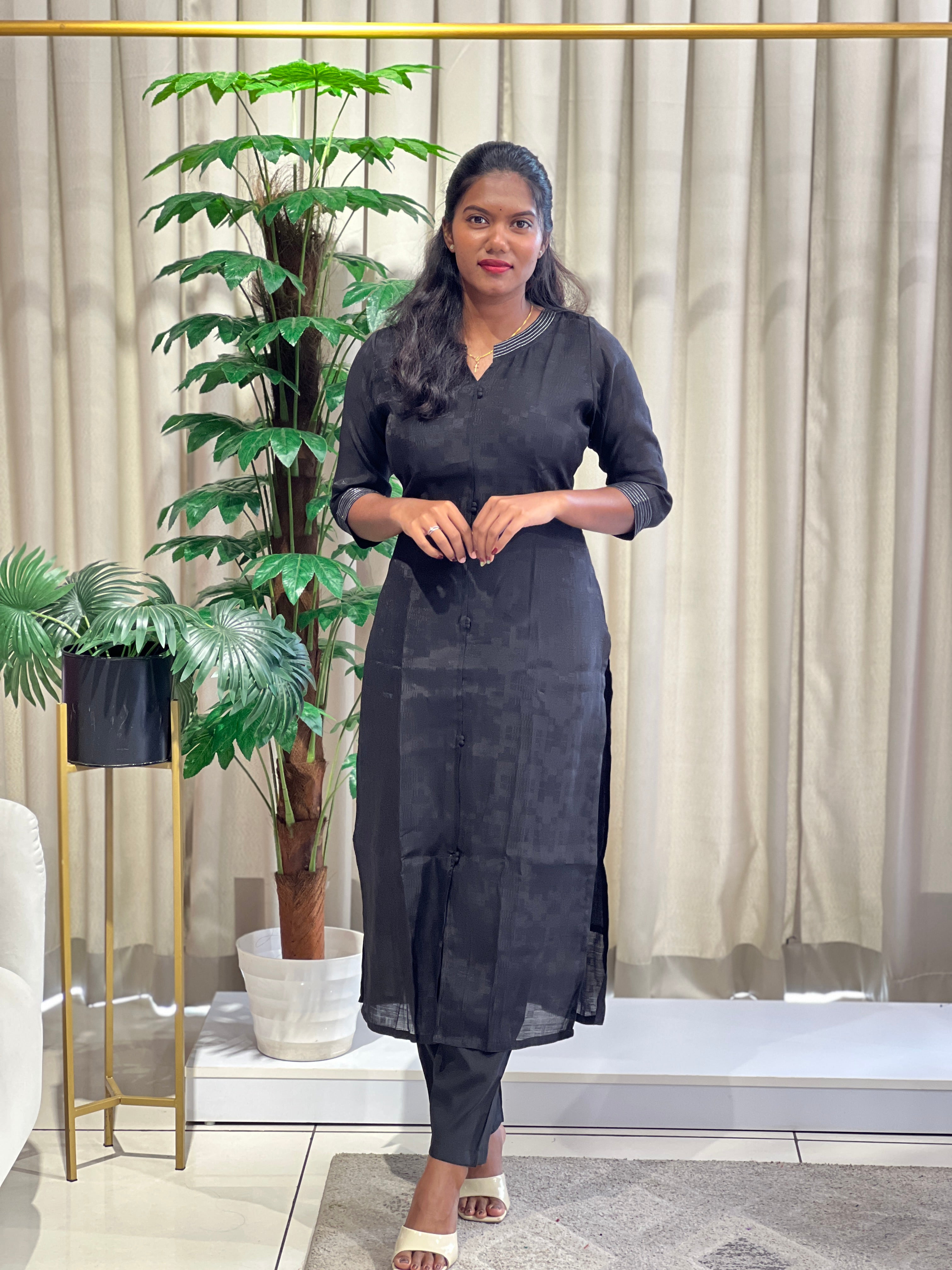 Mul Chanderi Co-ord Set With Weave Pattern | MSN263