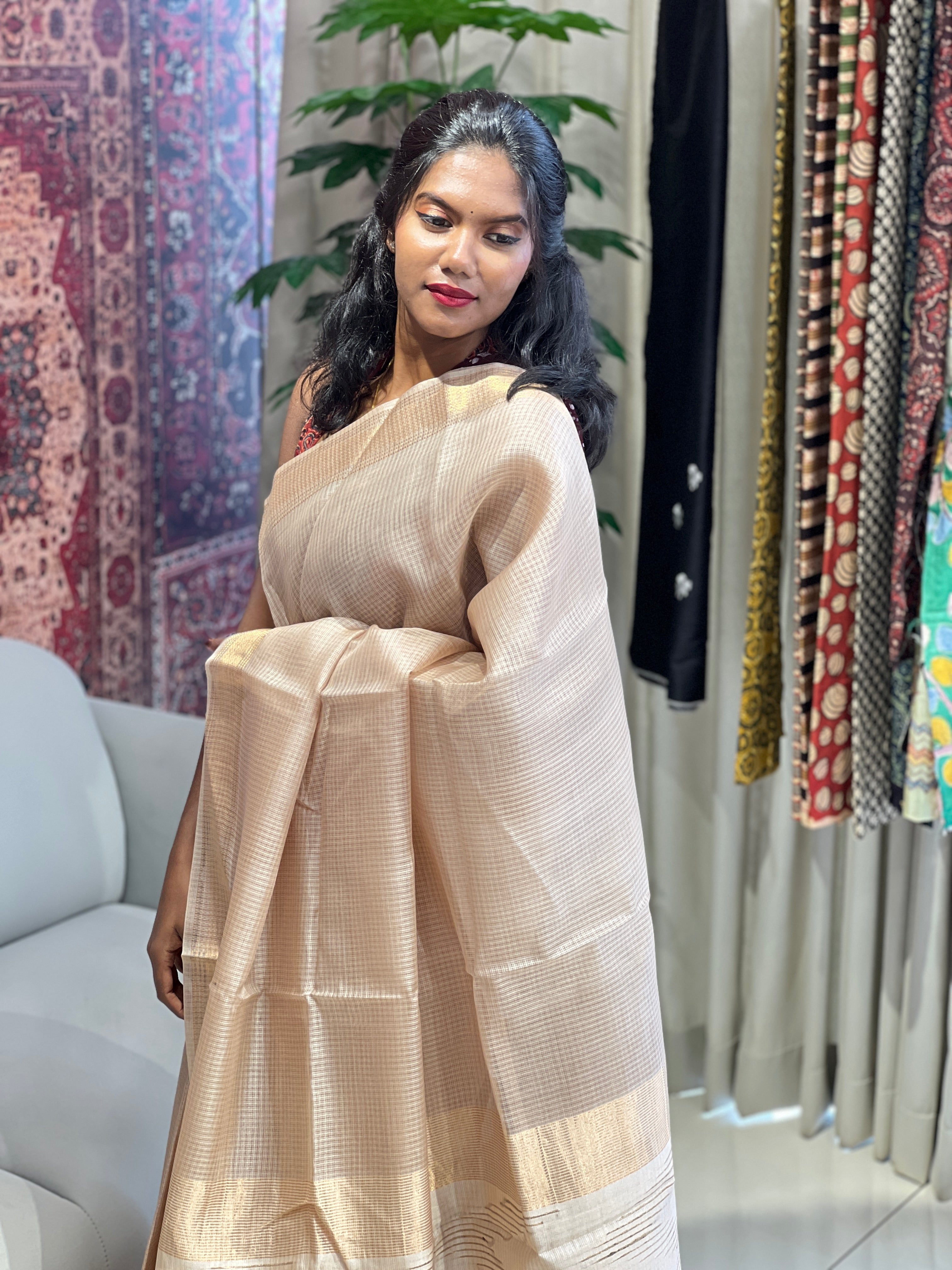 Kota Patterned Tussar Silk Saree | HS1315