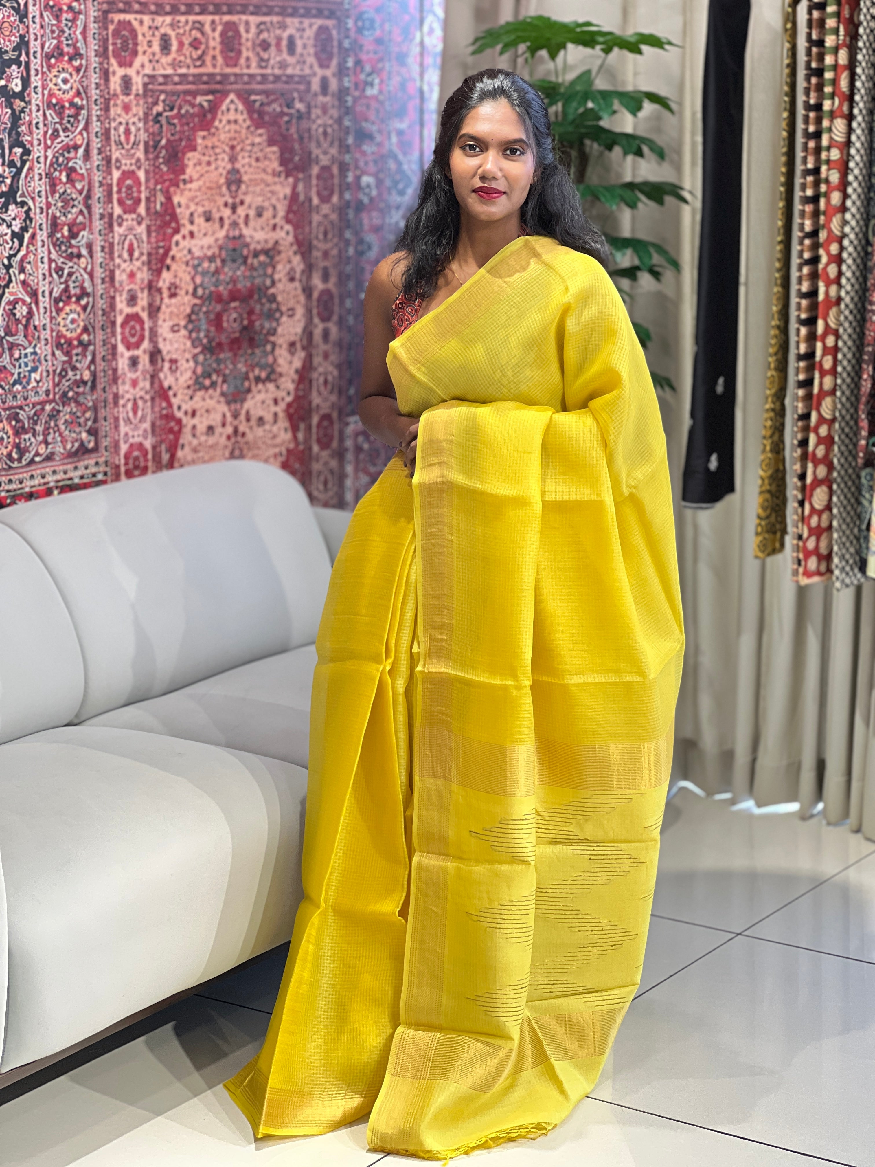 Kota Patterned Tussar Silk Saree | HS1322